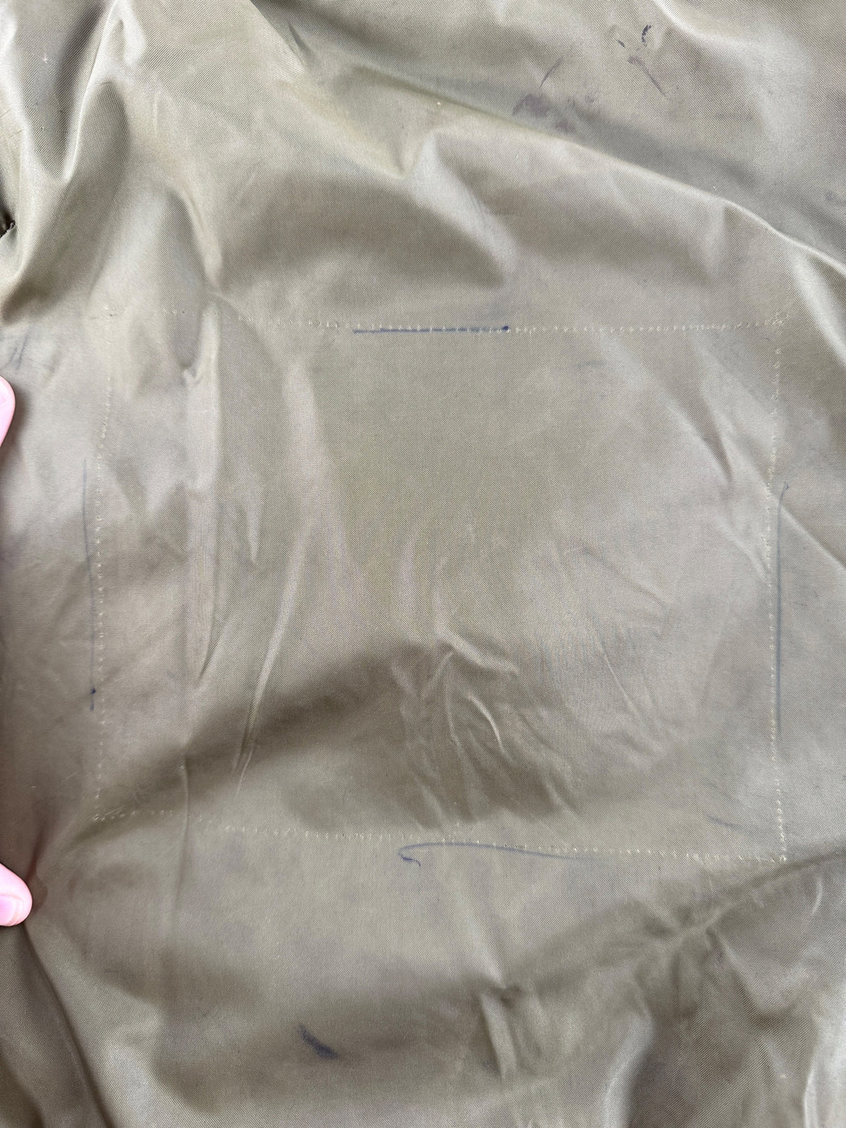 Stitching from removed patch on back of Vintage Vietnam Winter Flyers Jacket w/ Patches SZ 46