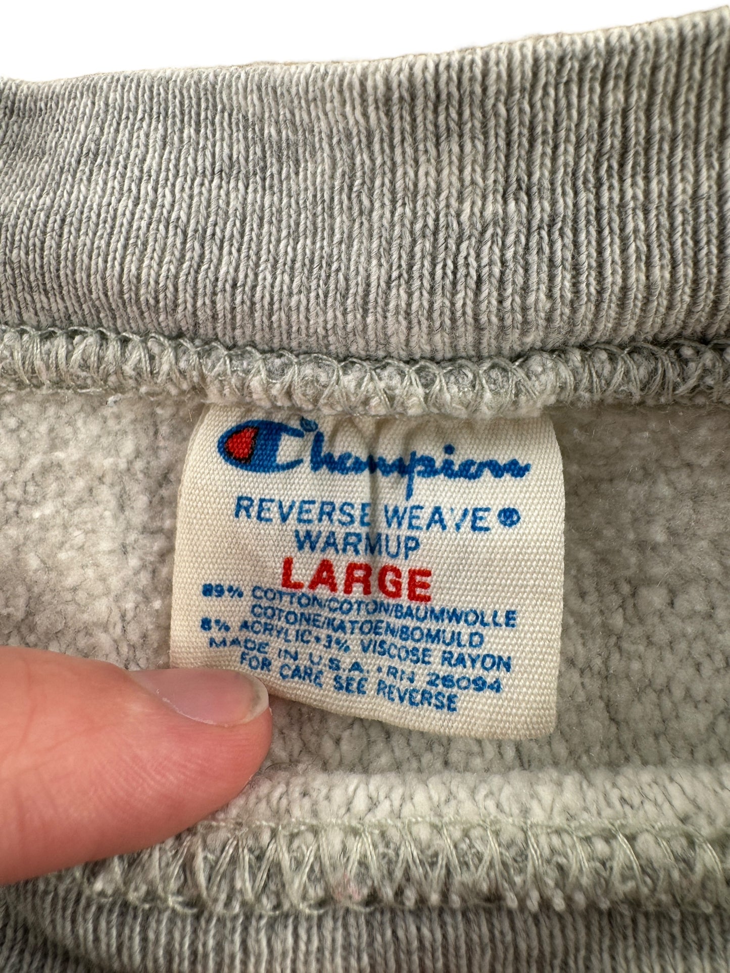 Tag on Vintage Virginia Tech Champion Reverse Weave Crewneck SZ L