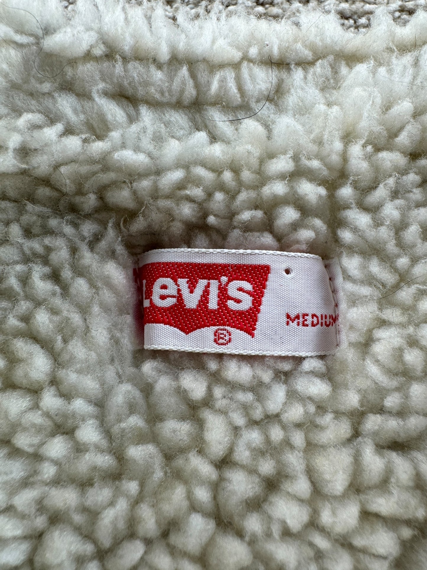 Label on Vintage Levi's Orange Tab Shearling Vest SZ M
