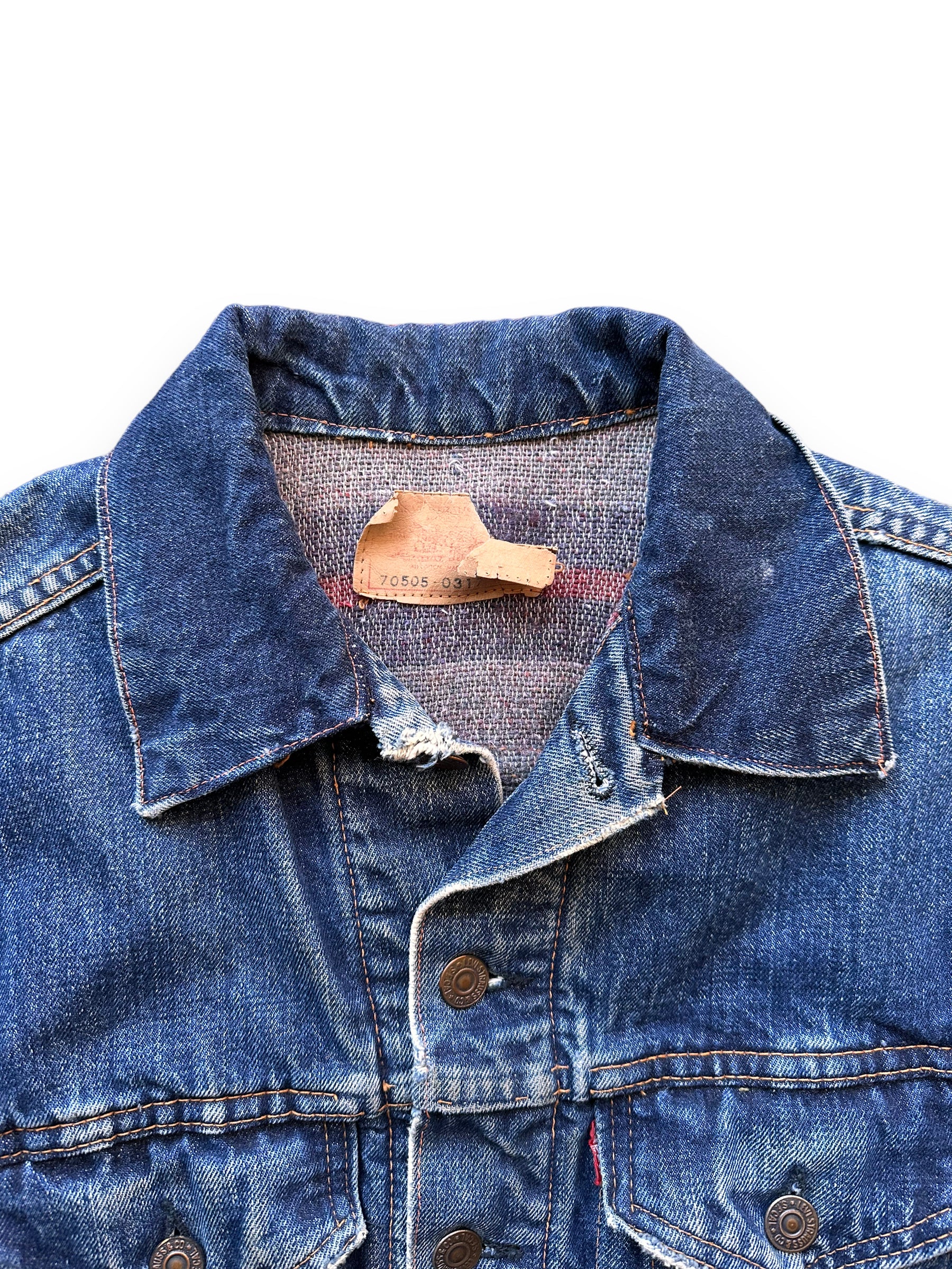 Tag View on Vintage Levi's Big E Blanket Lined 70505 Denim Jacket SZ 40 | Vintage Denim Workwear Seattle | Seattle Vintage Denim