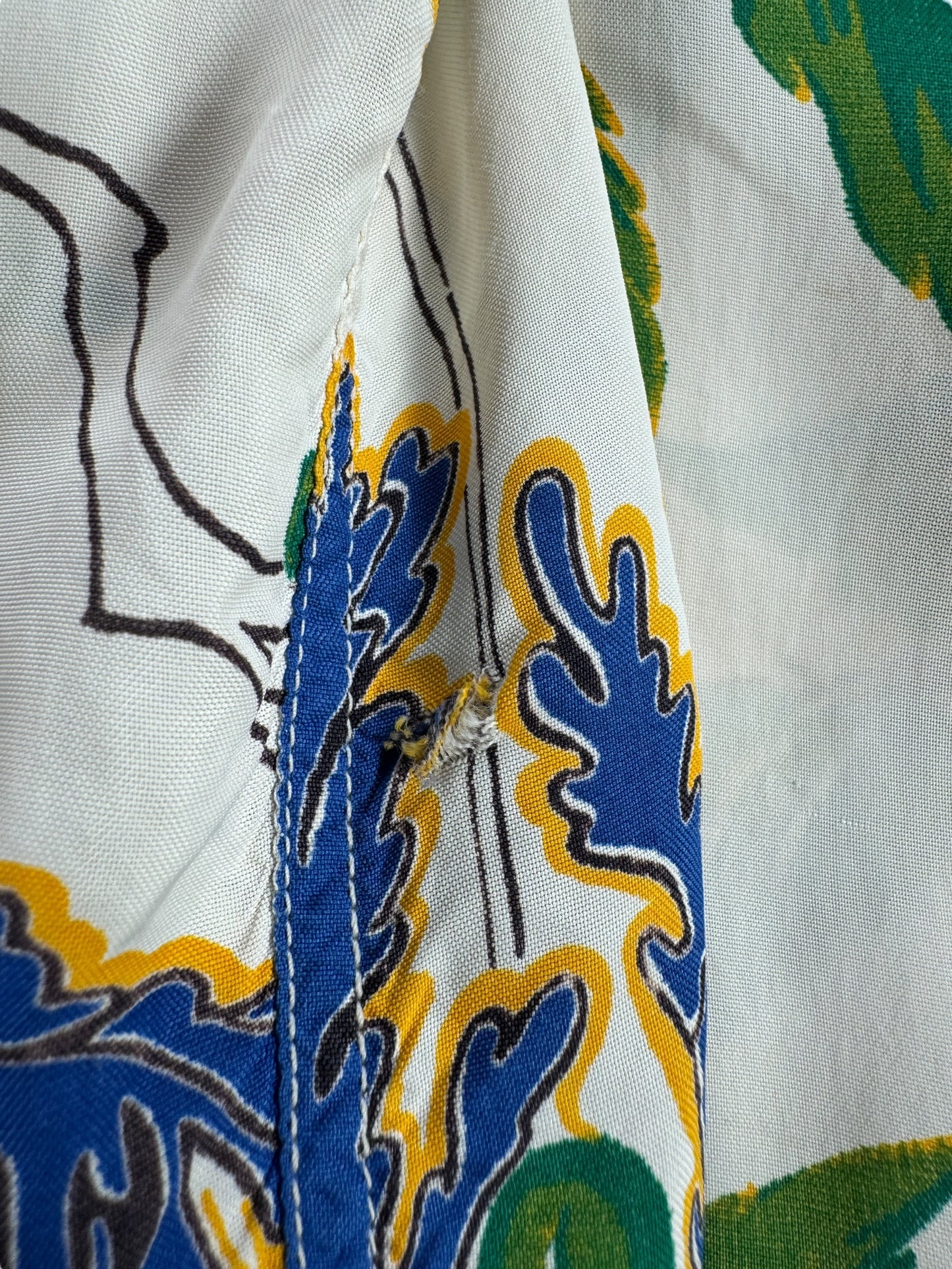 Hole on Vintage Long Sleeve Rayon Aloha Shirt SZ L