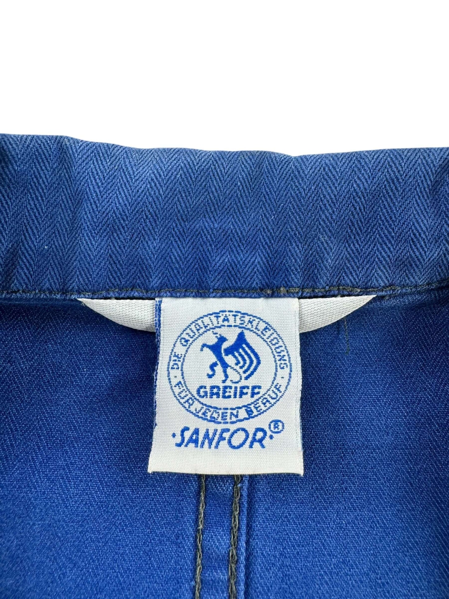 Tag on Vintage Royal Blue Sanfor HBT French Chore Coat SZ L