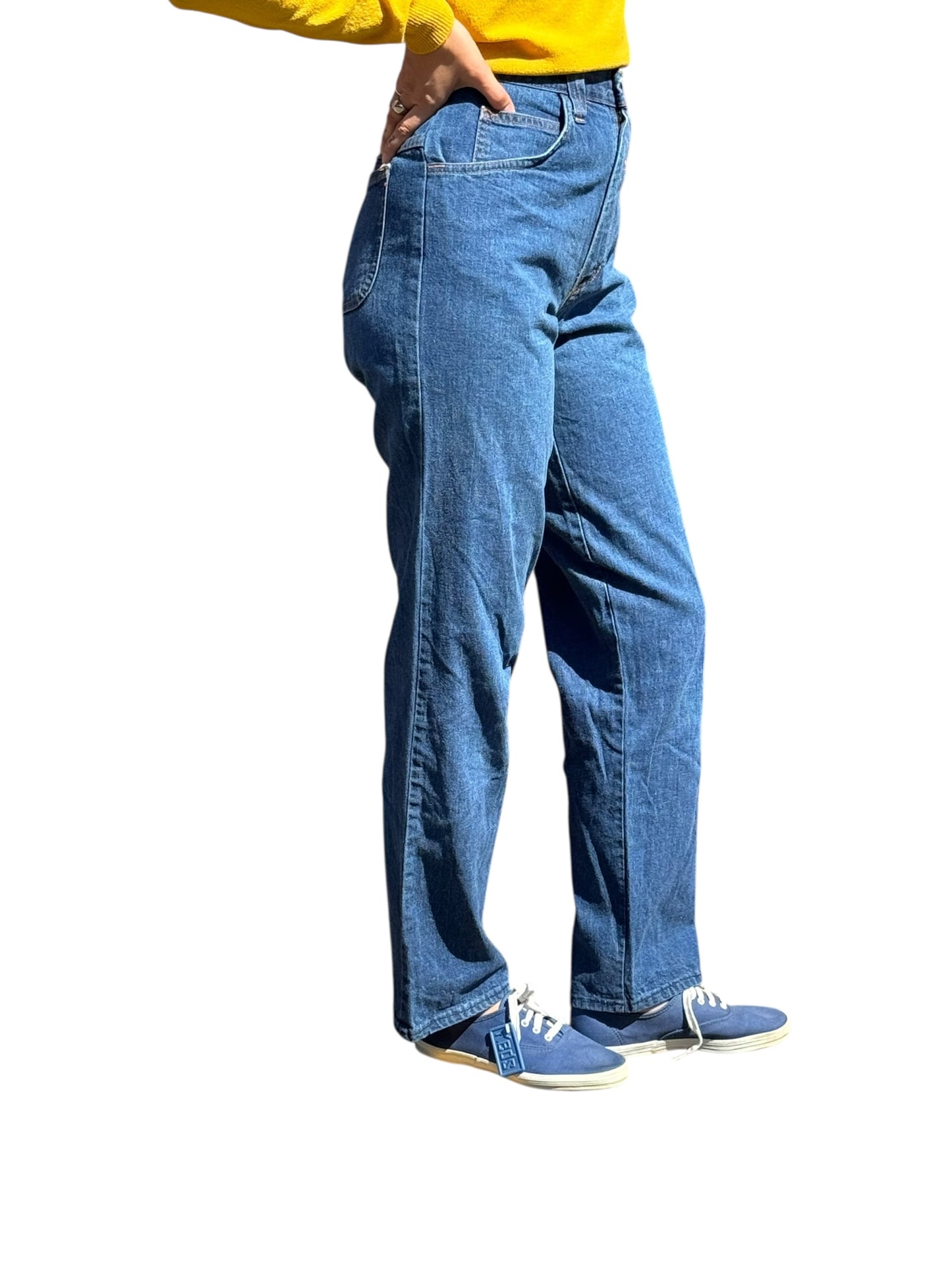 Side On Body Close Up View of Vintage Ladies Dungarees W28