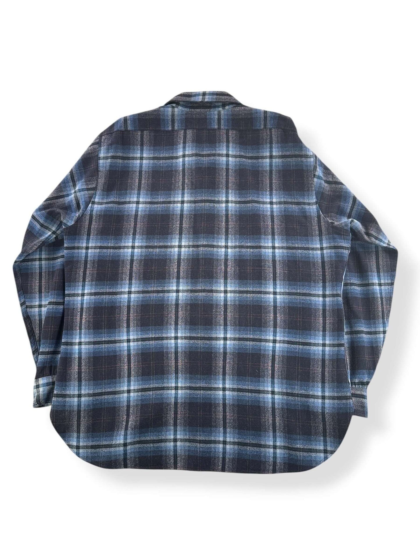 Back of Vintage Pendleton Blue & Black Flannel SZ XL
