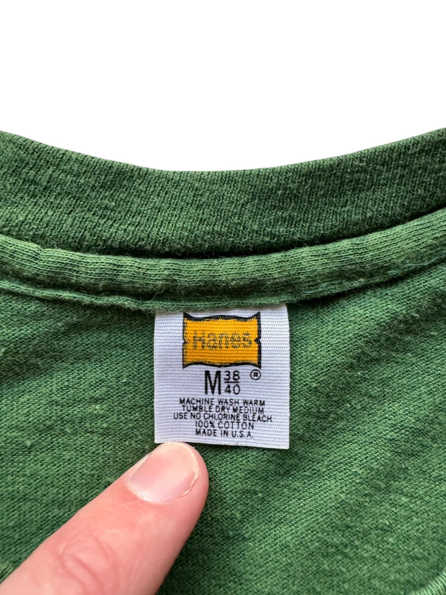 Tag on Vintage Green Hanes Pokai Bay Pocket Tee SZ S