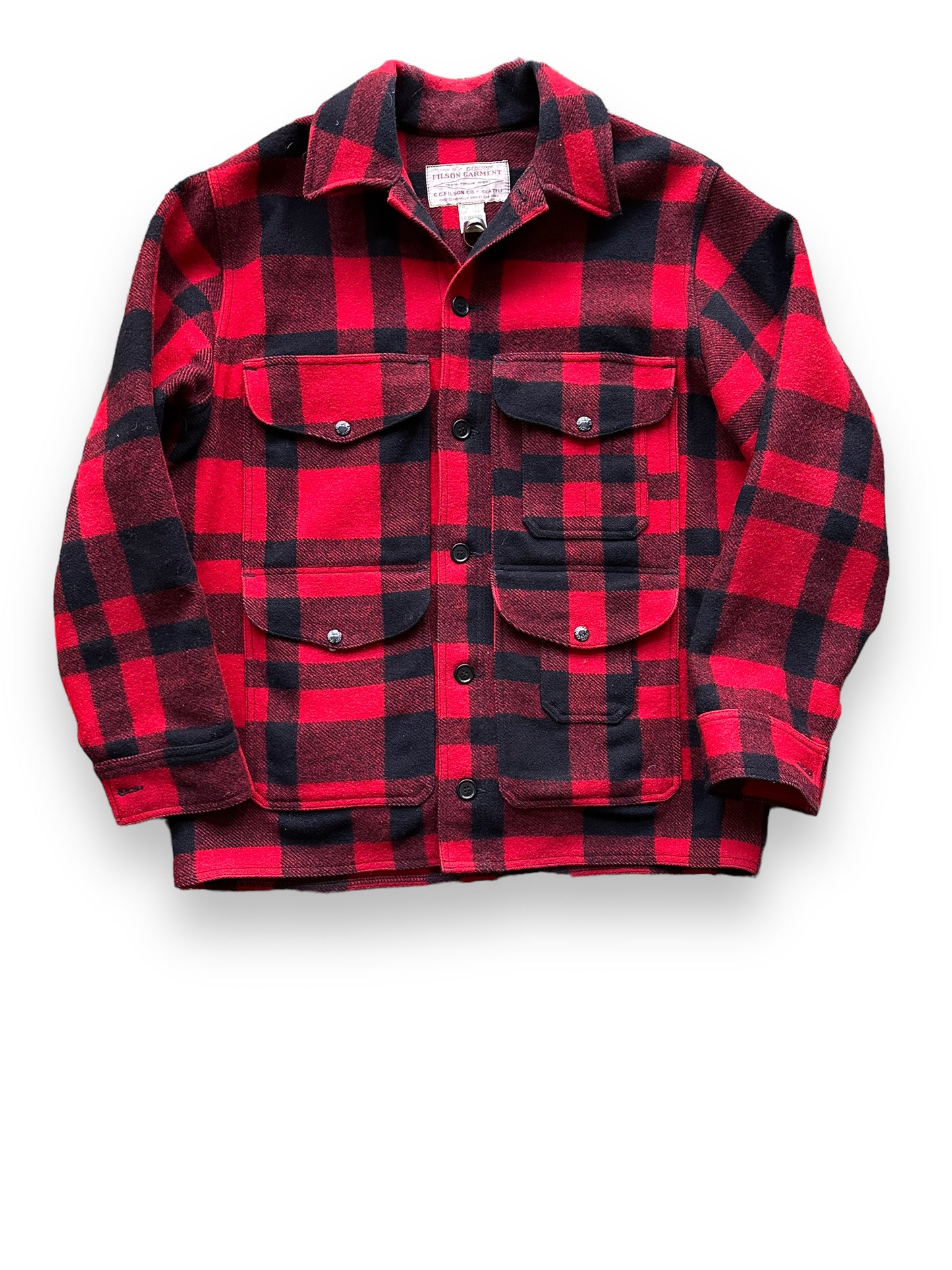 Front View of Vintage Filson Mackinaw Wool Cruiser SZ 44 | Barn Owl Vintage Goods | Vintage Workwear Seattle