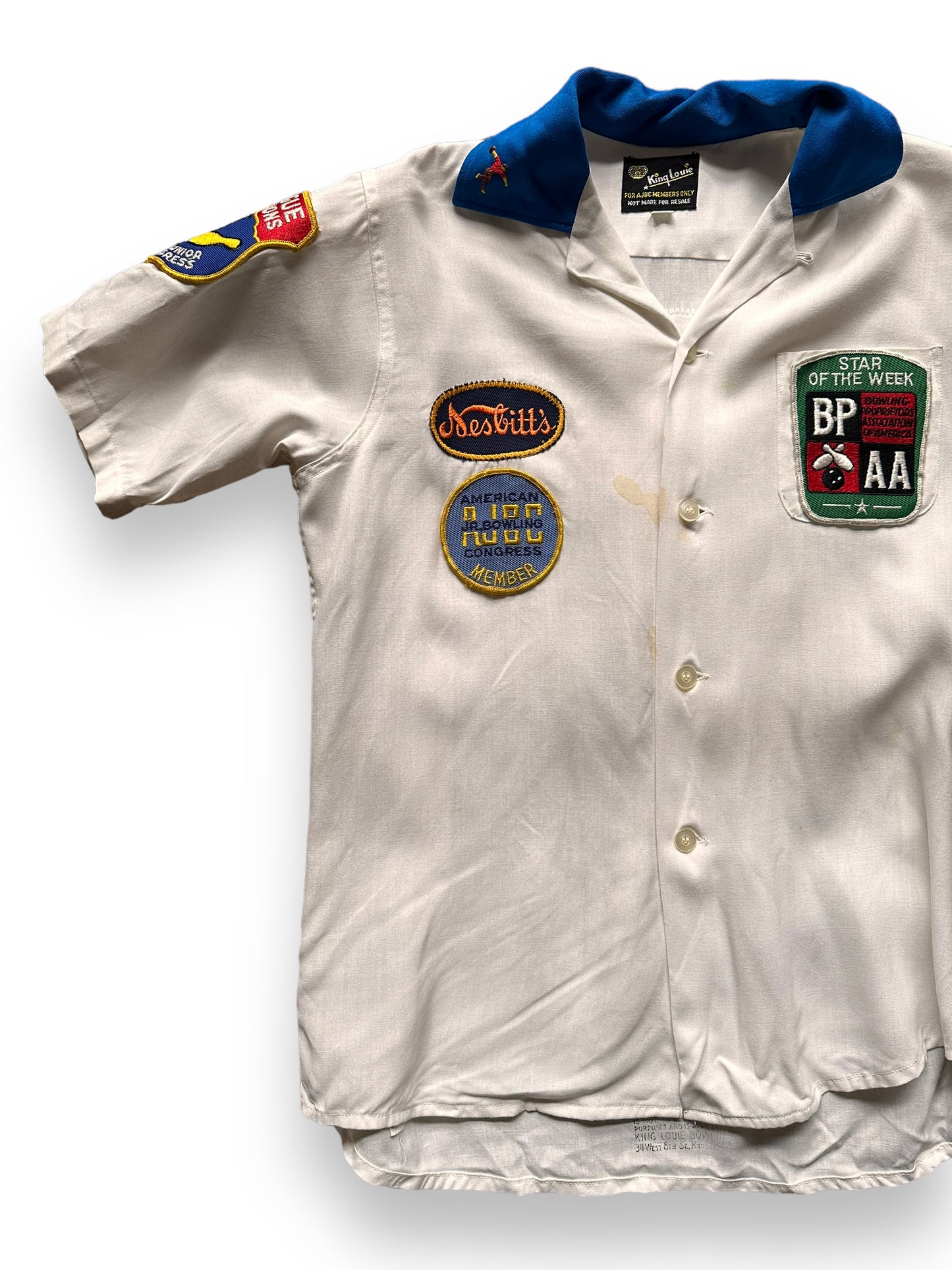 front right of Vintage Nesbitt's Bowling Shirt SZ L | Vintage Bowling Shirt Seattle | Barn Owl Vintage Seattle