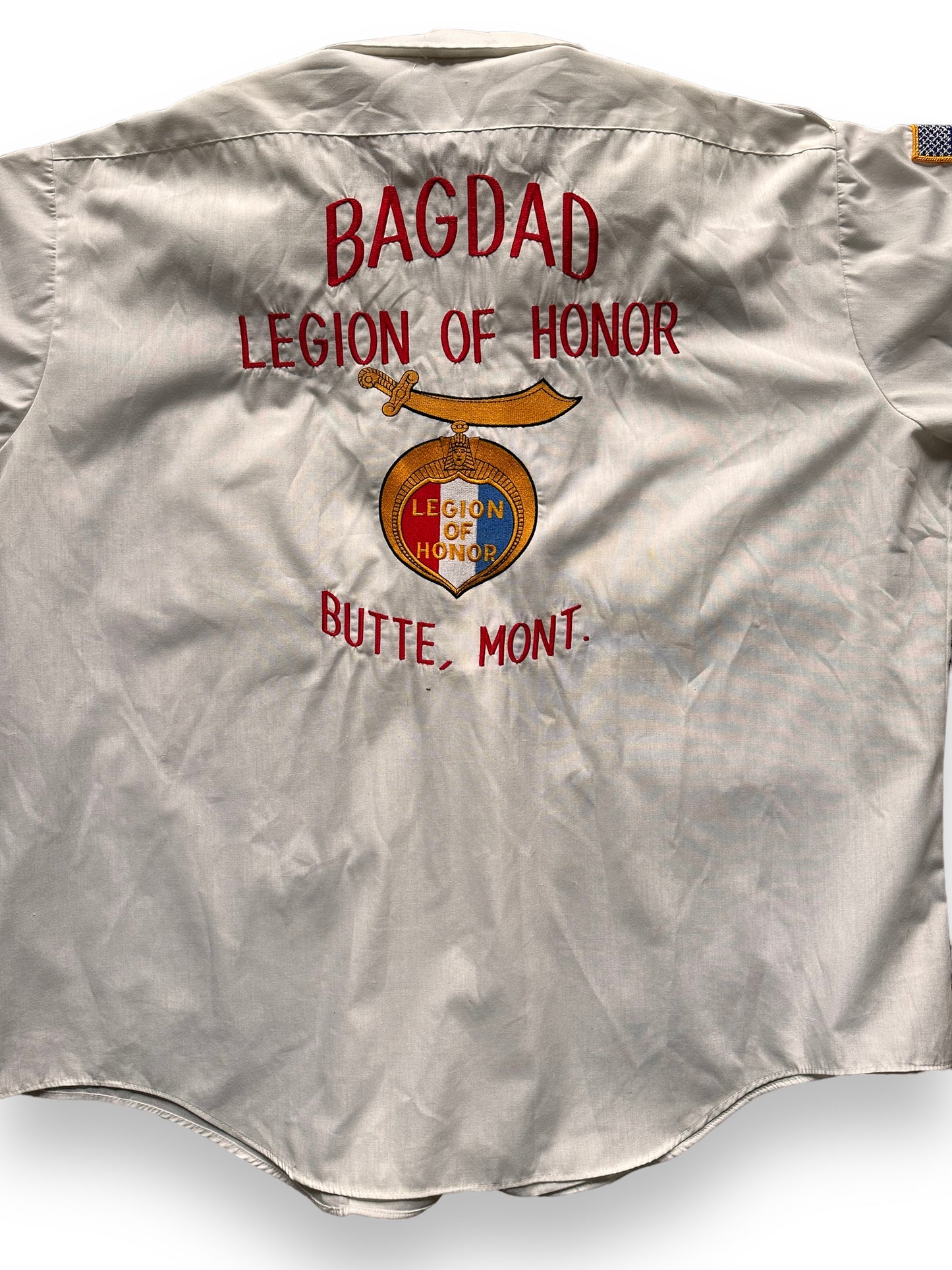 back close up of Vintage Bagdad Legion of Honor Bowling Shirt SZ XXL | Vintage Bowling Shirt Seattle | Barn Owl Vintage Seattle