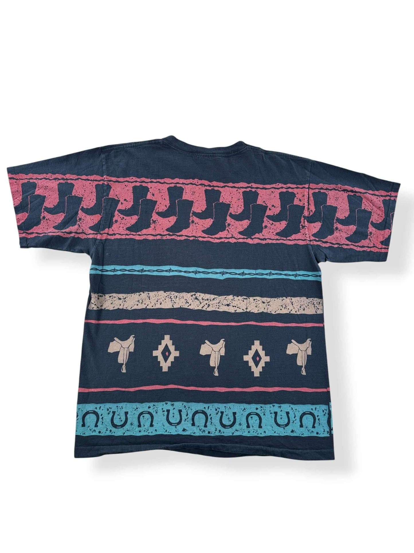 Back of Vintage AOP Cowboy Tee SZ XL