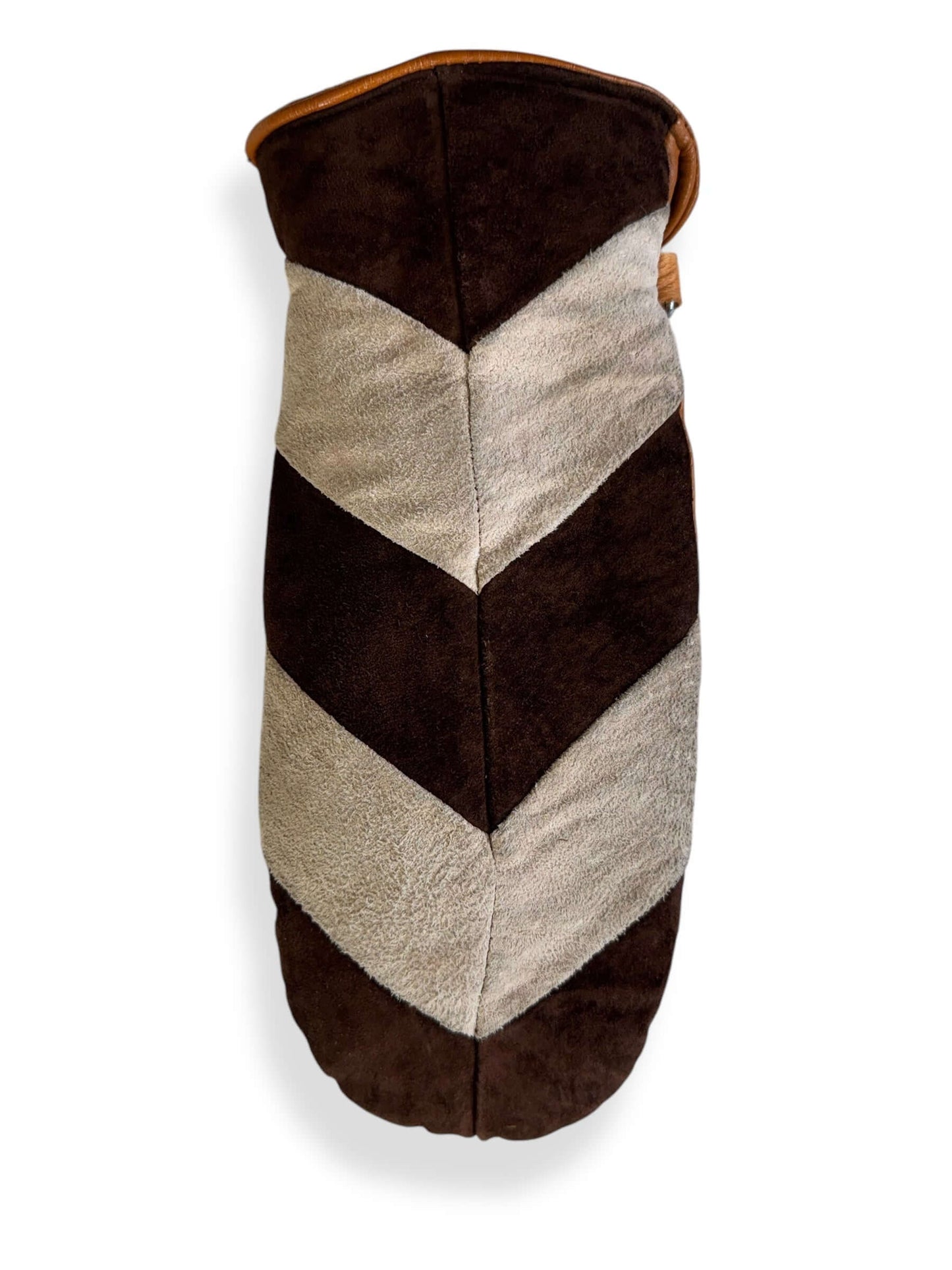 Left glove of 1970s Suede Chevron Shearling Mittens