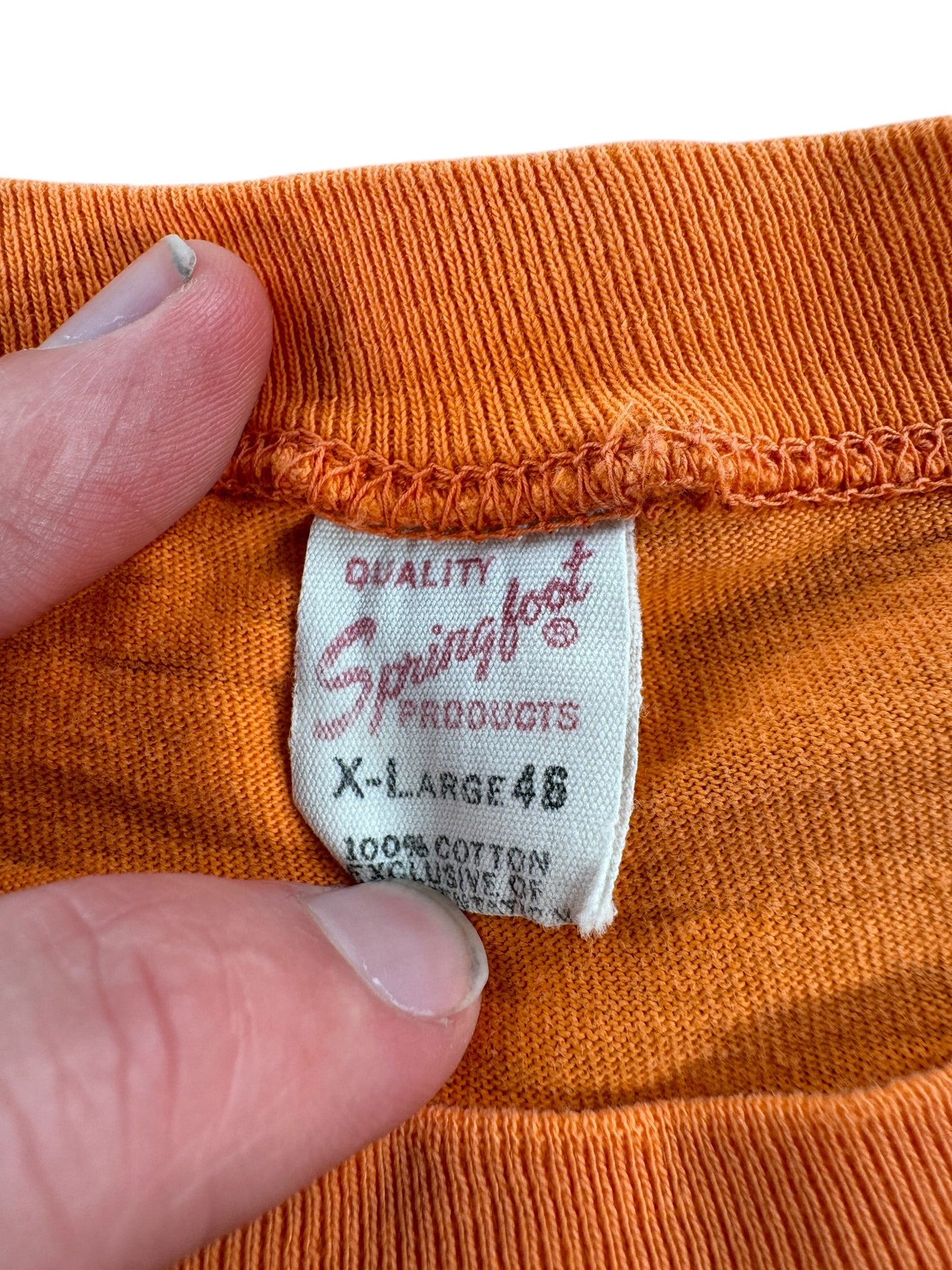 Tag on Vintage Raglan Cut Creamsicle Orange MG Rally Team Springfoot Tee SZ M