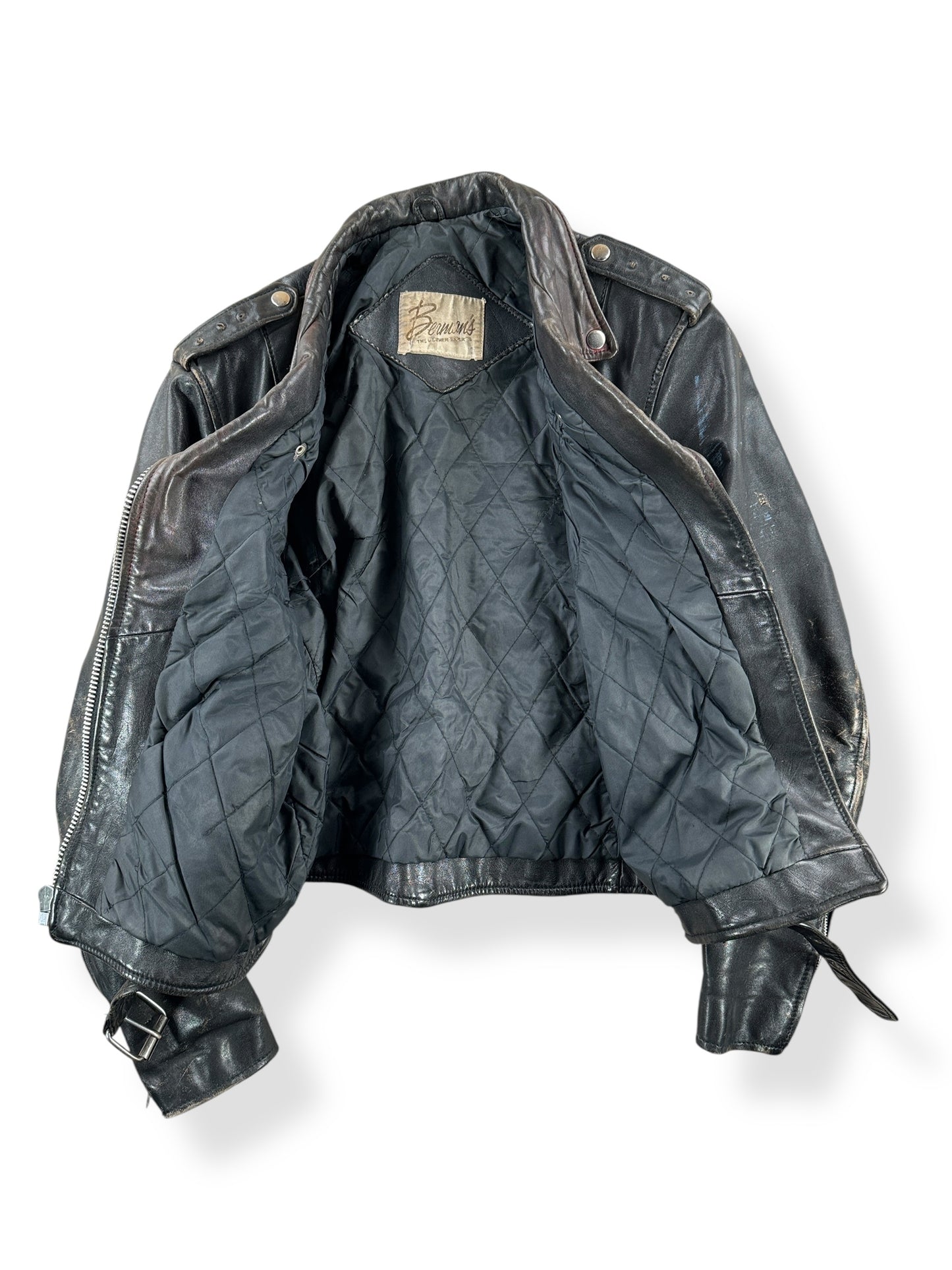 Inside of Vintage Bermans Leather Jacket SZ M
