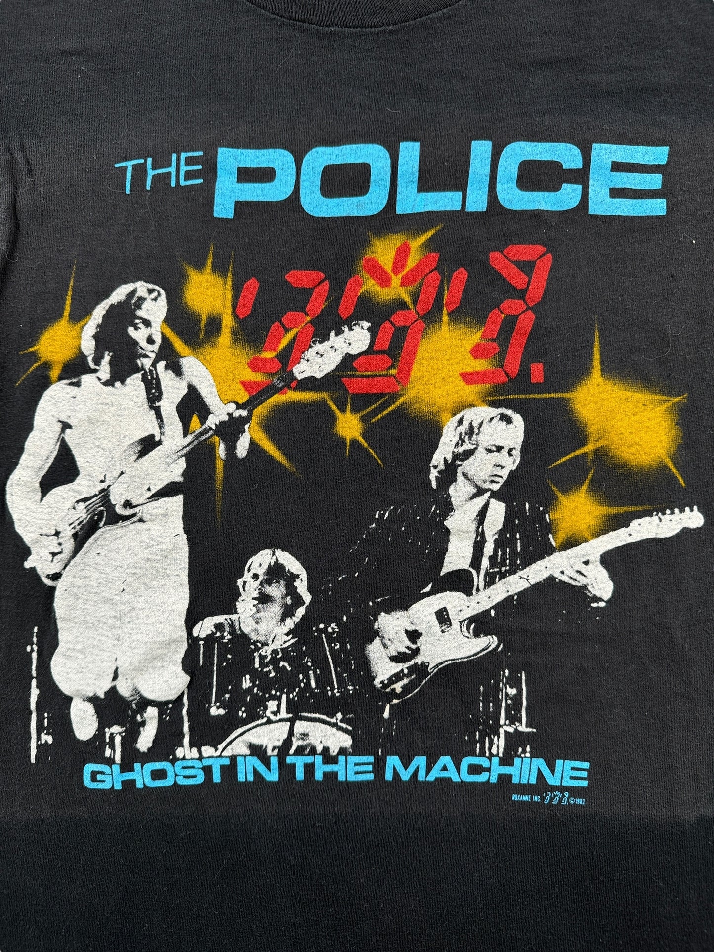 Front Graphic of Vintage Police Ghost in the Machine 1982 Tour Tee SZ S