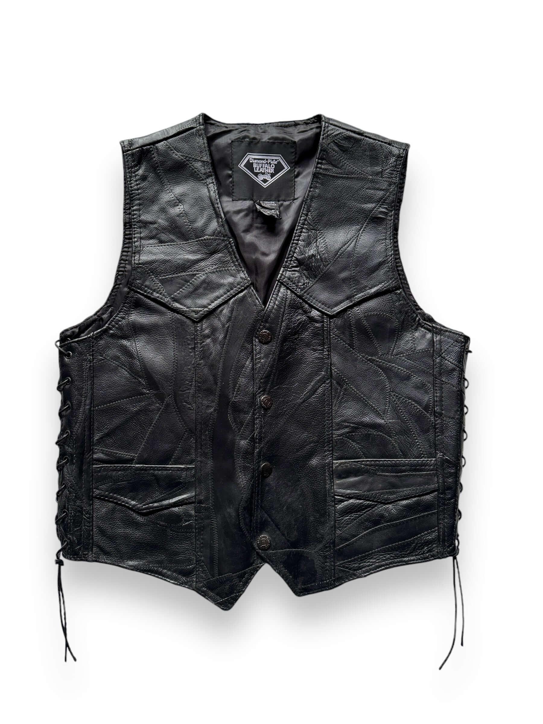 Vintage Buffalo Leather Patchwork Vest