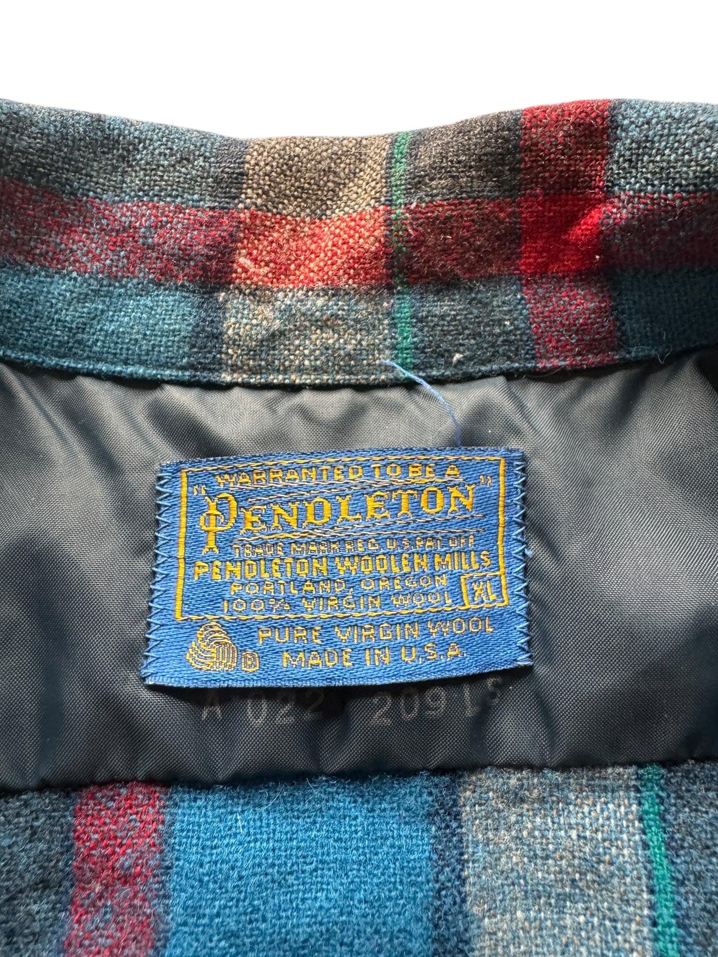 Tag on Vintage Pendleton Blue and Red Board Shirt SZ XL