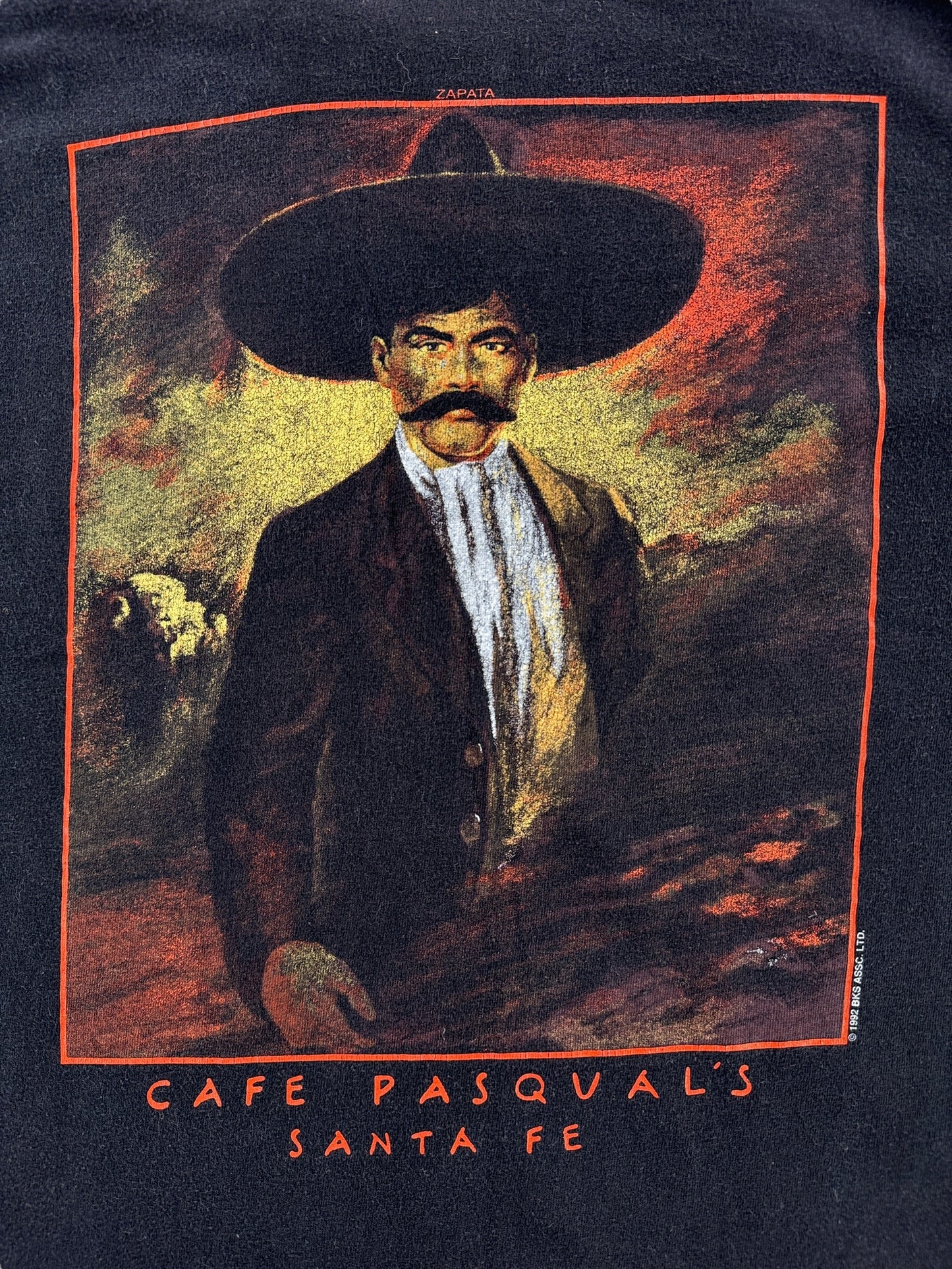 Back Graphic of Vintage Cafe Pasquals Santa Fe Tee SZ L