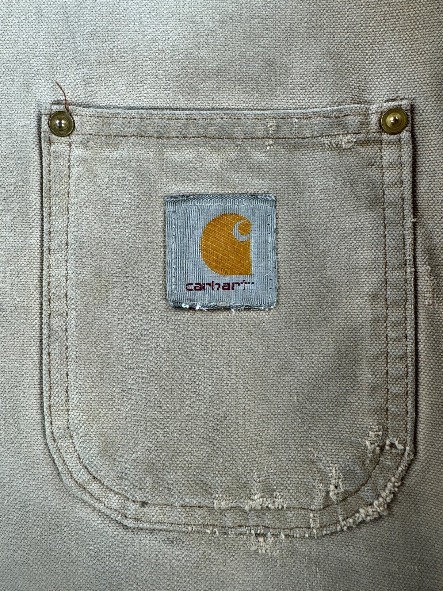 Label on Vintage Thrashed Blanket Lined Carhartt Chore Coat SZ XXL