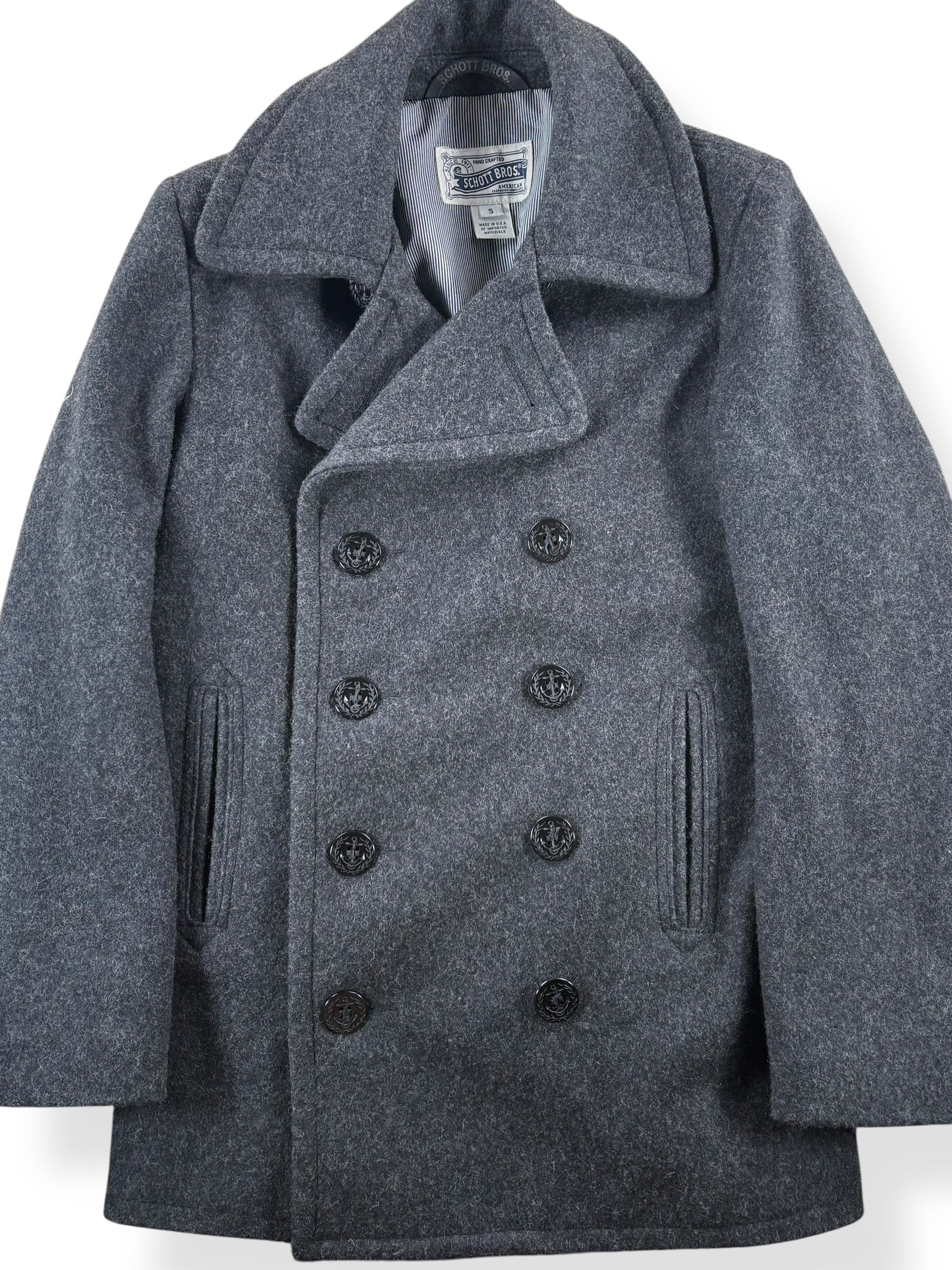 Front Close Up of Modern Schott Bros Pea Coat SZ S