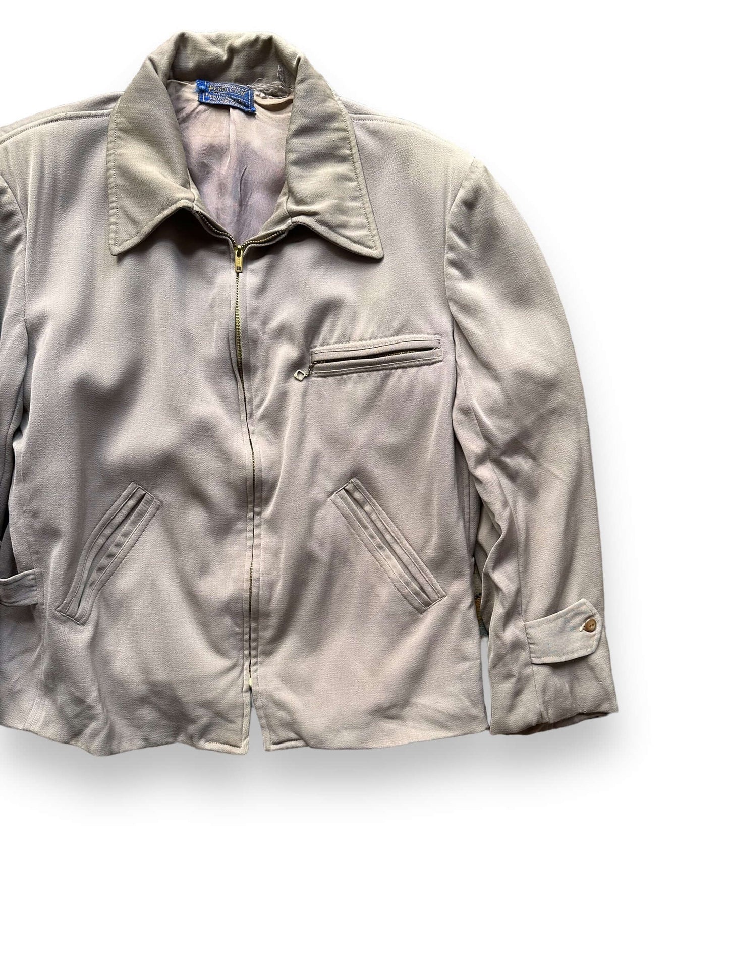 Front Left View of Vintage Pendleton Gabardine Jacket SZ L | Vintage Workwear Seattle | Seattle Vintage Clothing