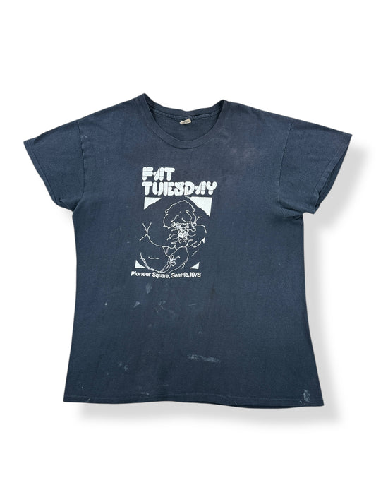 Front of Vintage Fat Tuesday Old Seattle Bar 1978 Tee SZ L
