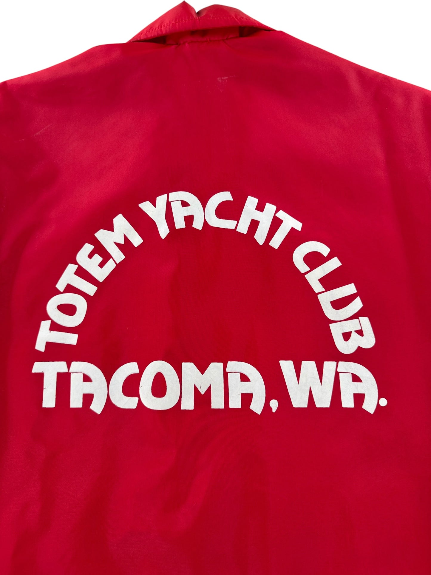 Back Graphic of Vintage Totem Yacht Club Tacoma WA Jacket SZ L