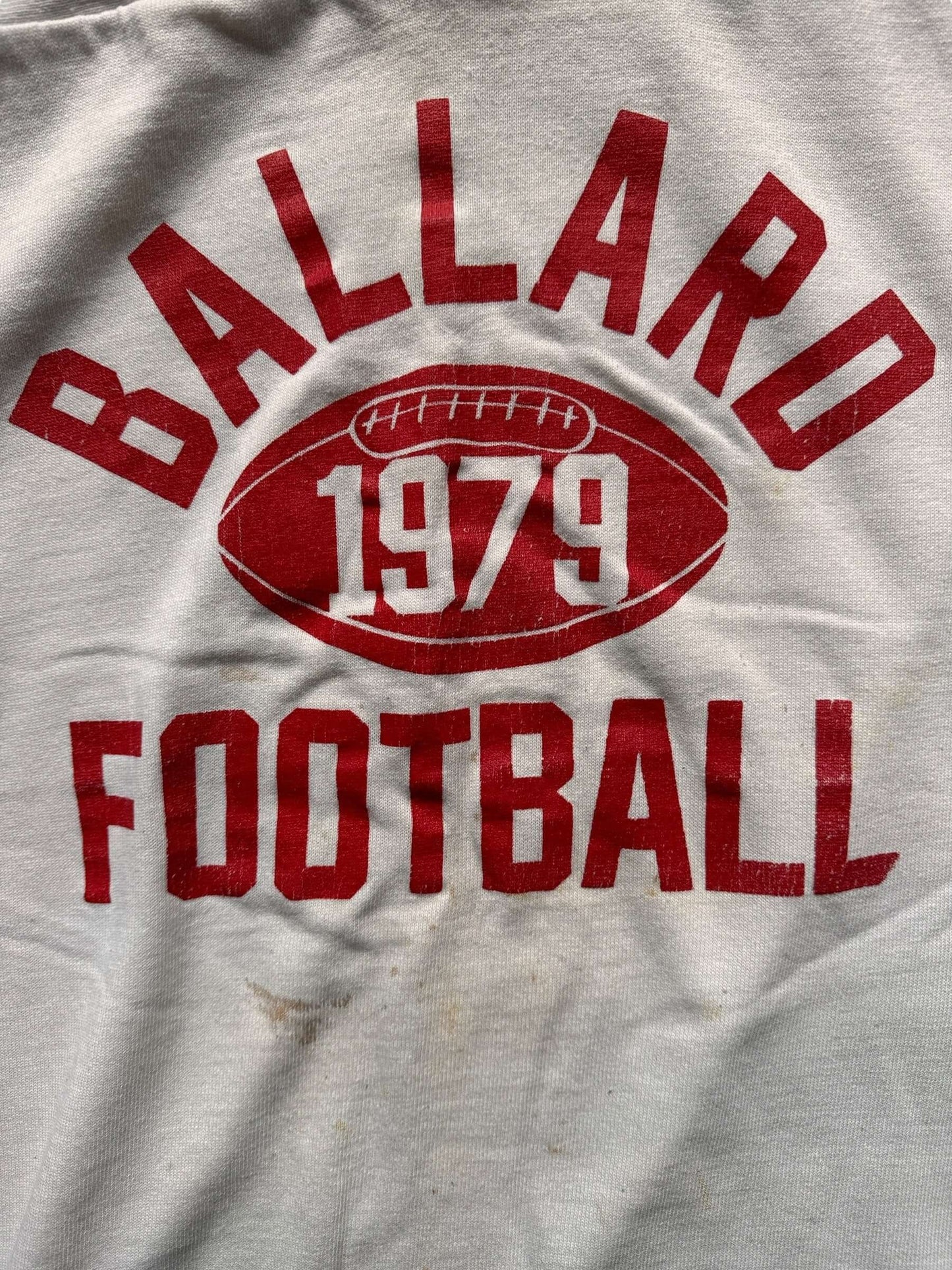 Front Close Up Detail on Vintage 1979 Ballard Football Jersey SZ L