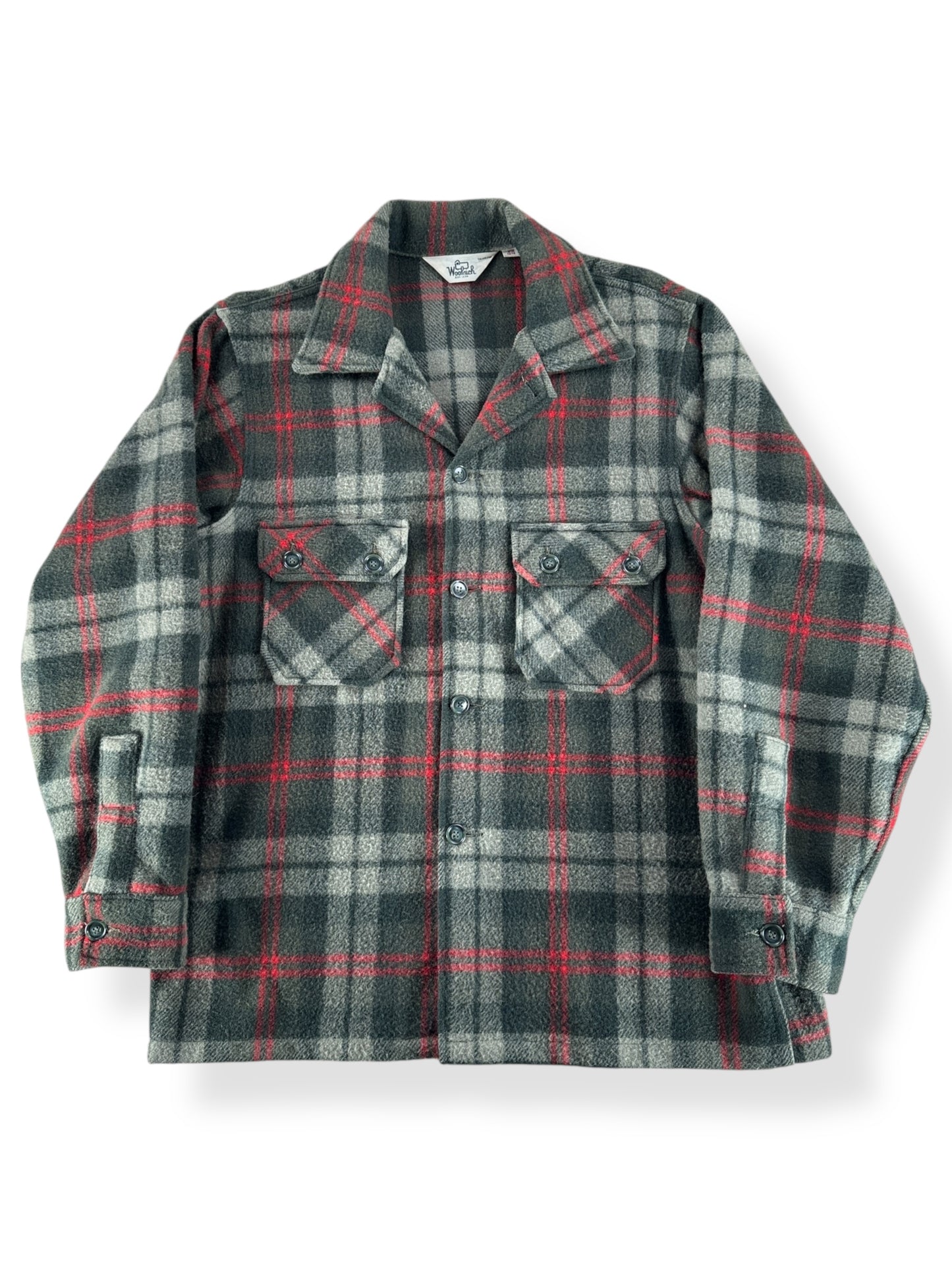 Front of Vintage Woolrich Green and Red Jac-Shirt SZ 44