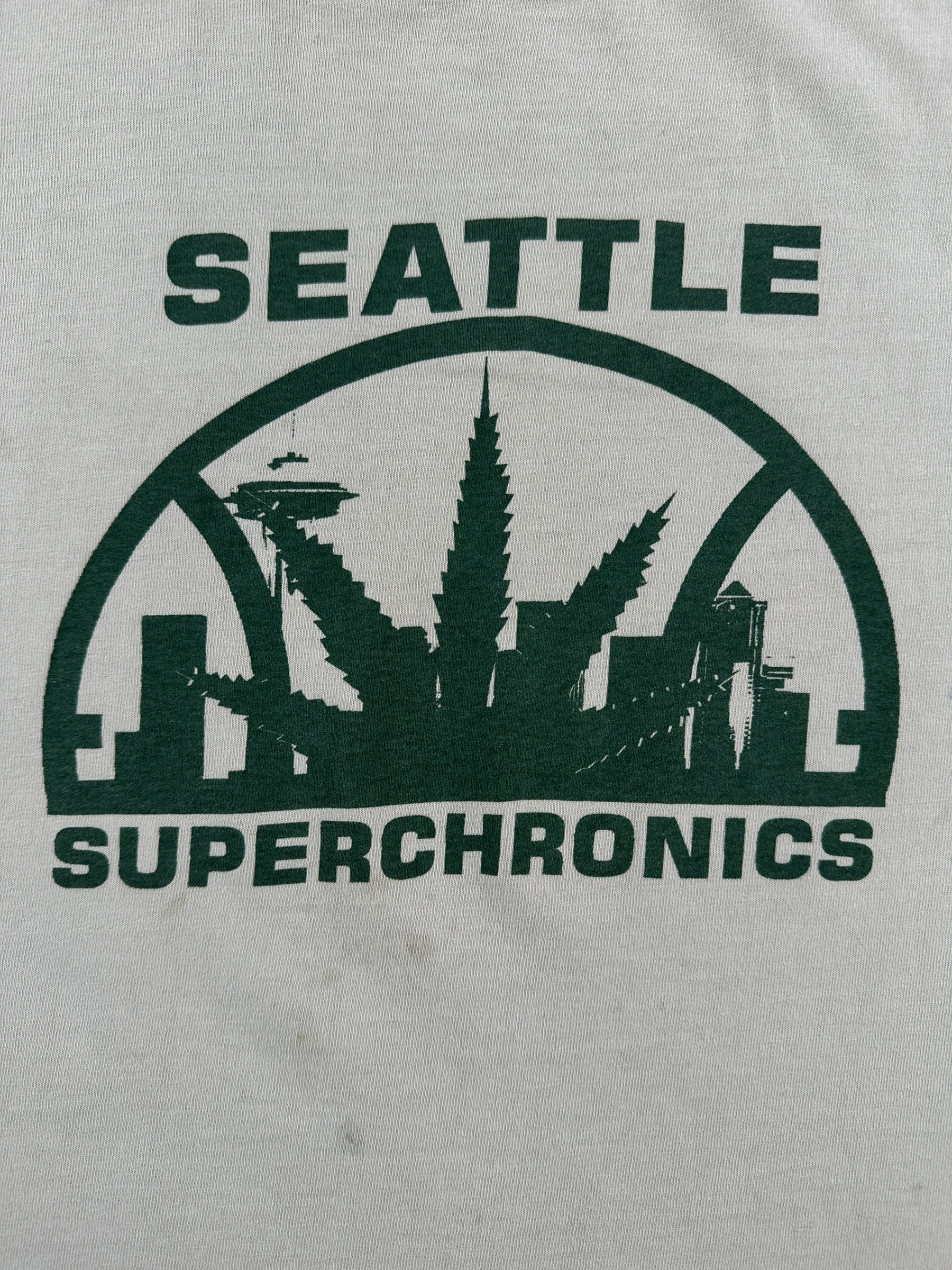 Front Graphic of Vintage 90s Seattle Super Chronics Tee SZ XL
