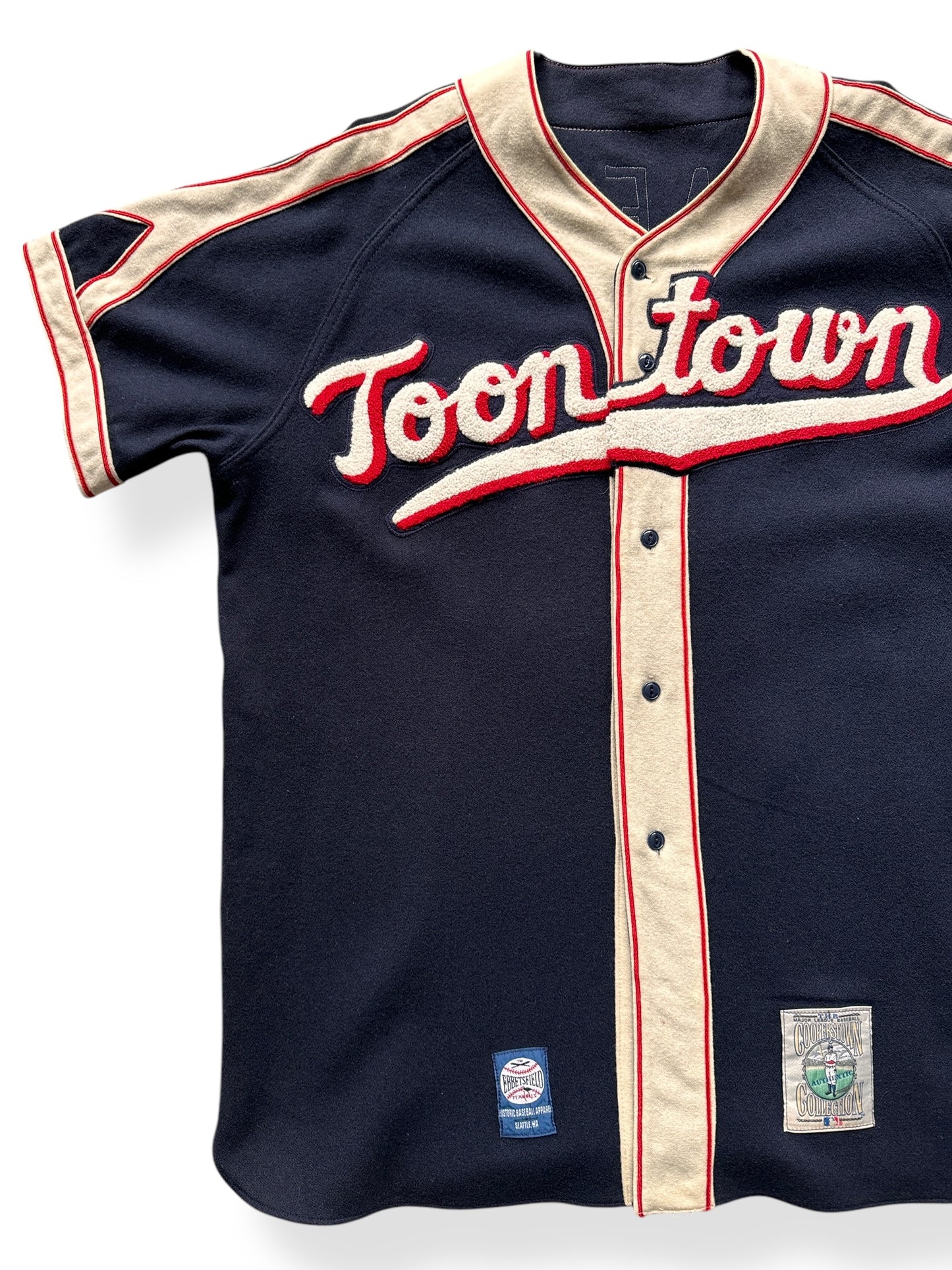 Front Right of Ebbets Field X Toon Town Wool Jersey SZ XXL