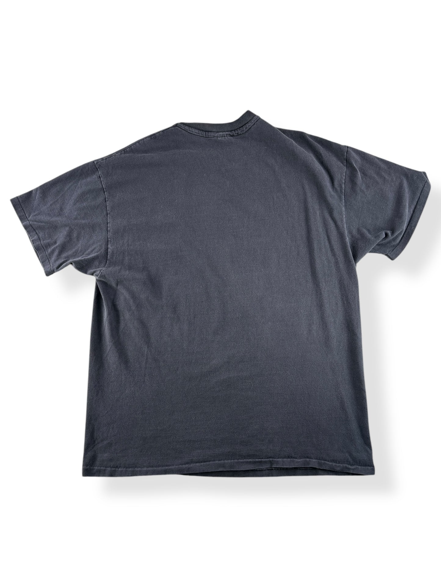 Back of Vintage Faded Black Hanes Beefy Tee SZ XL