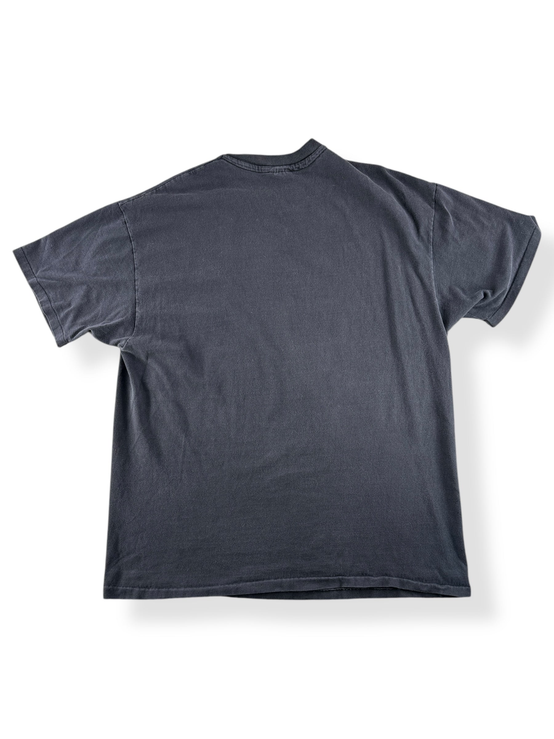 Back of Vintage Faded Black Hanes Beefy Tee SZ XL