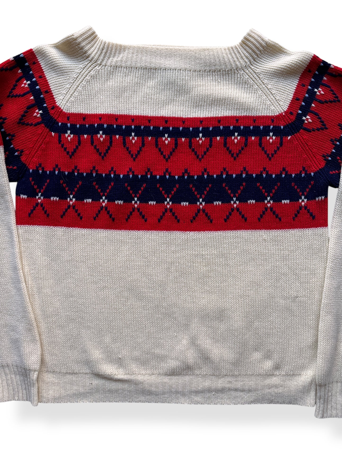 Front Close Up of Vintage Penney's Acrylic Ski Sweater SZ M