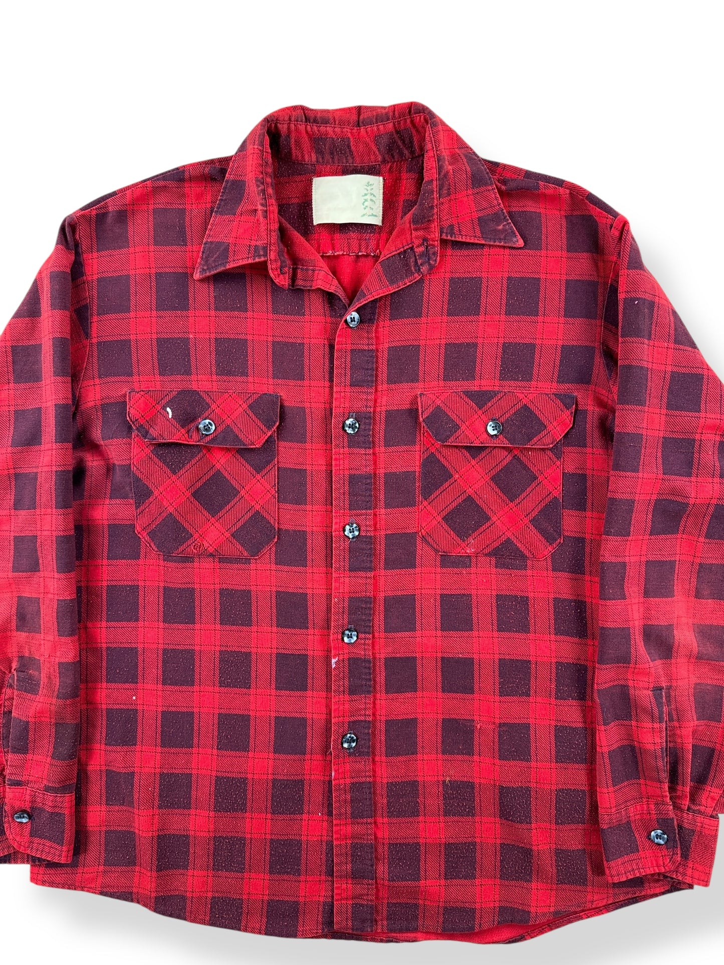 Front Close Up of Vintage Sears Fieldmaster Cotton Flannel SZ XL AS IS