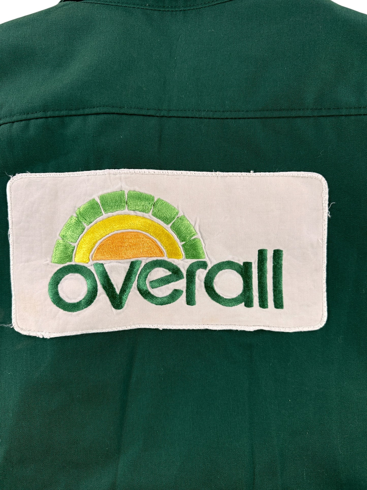 Back Patch on Vintage Green Overall Gas Station Jacket SZ XL