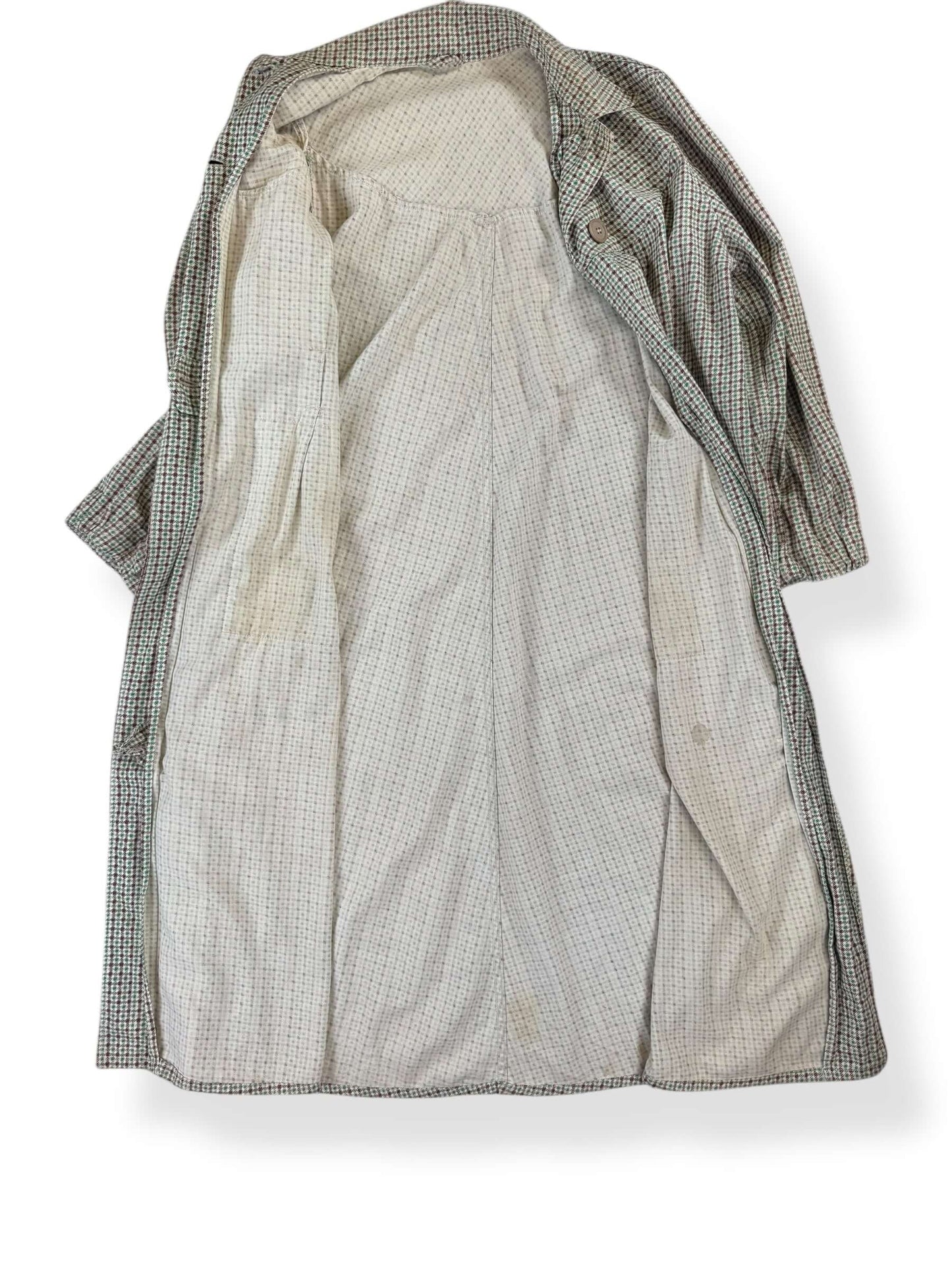 Open view of 1940s Houndstooth Cotton House Coat L