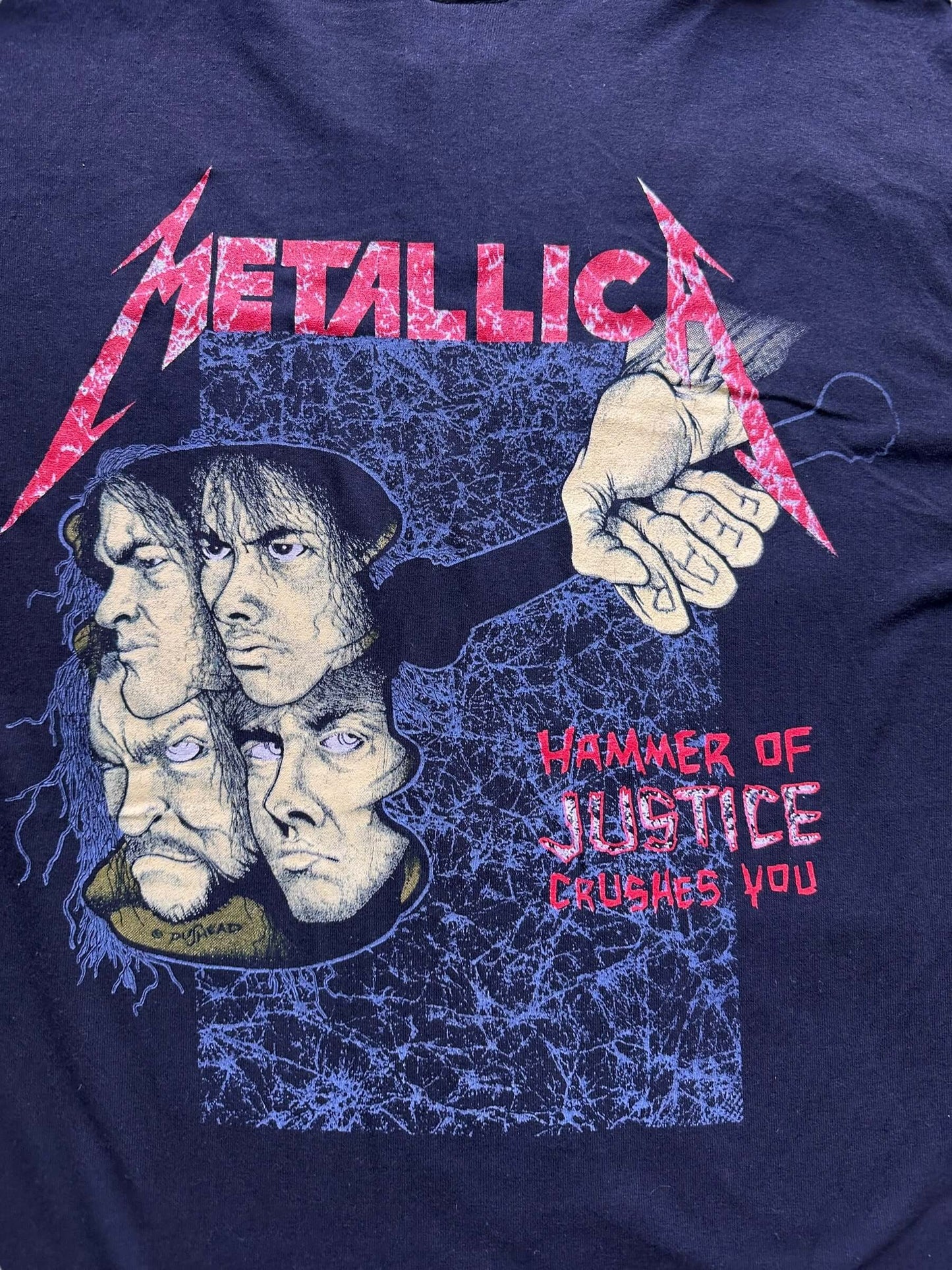 back close up of Vintage 80s Metallica "And Justice For All" Tee SZ L