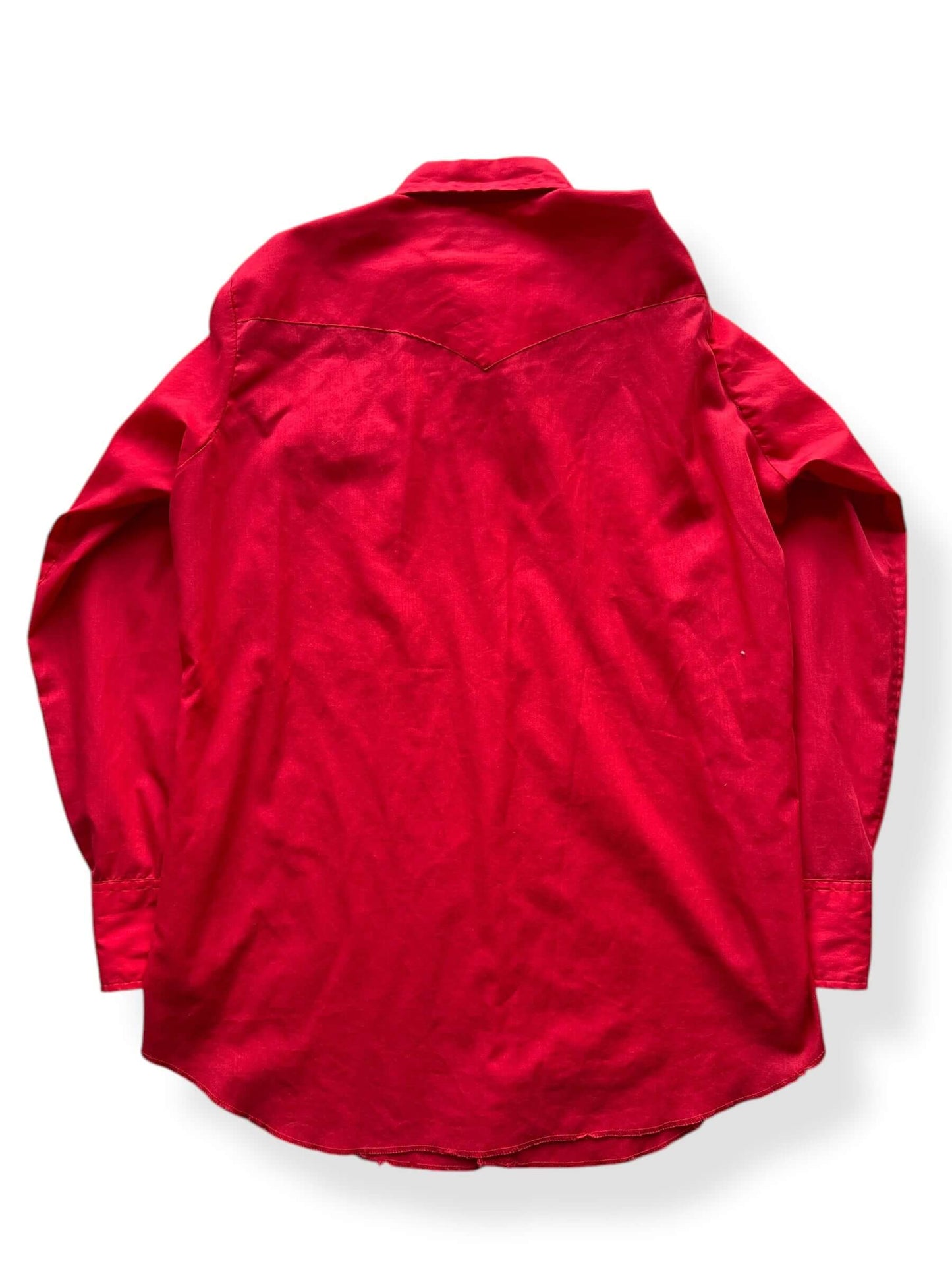 Back of Vintage Red H Bar C Pearl Snap SZ 16 1/2