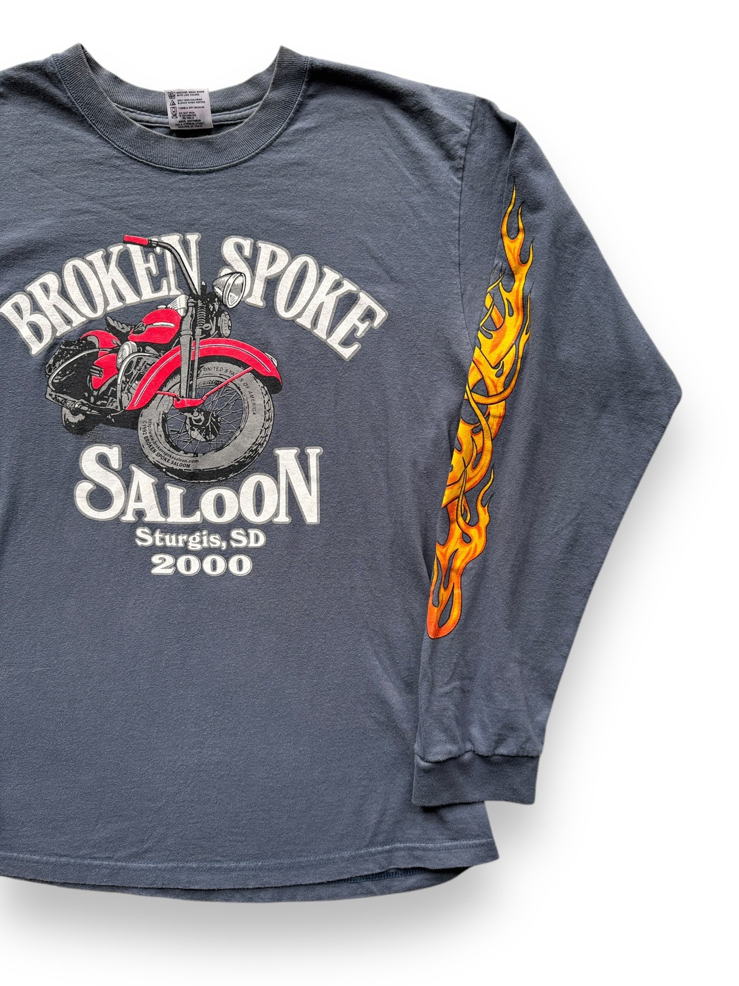 front left of Vintage Grey Broken Spoke Saloon Sturgis Long Sleeve Tee SZ M