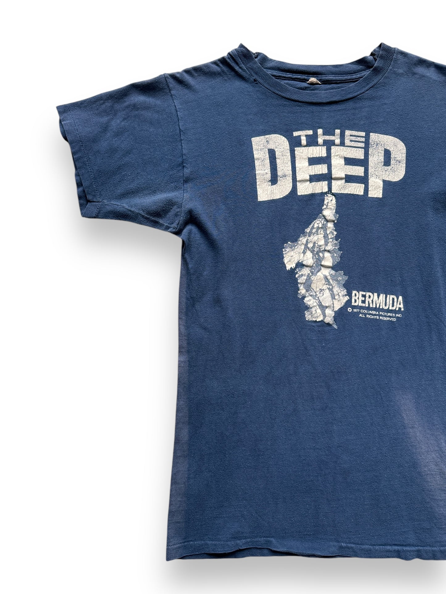 front right of Vintage 1977 The Deep Movie Promo Tee w/ Insane Fade SZ S-M