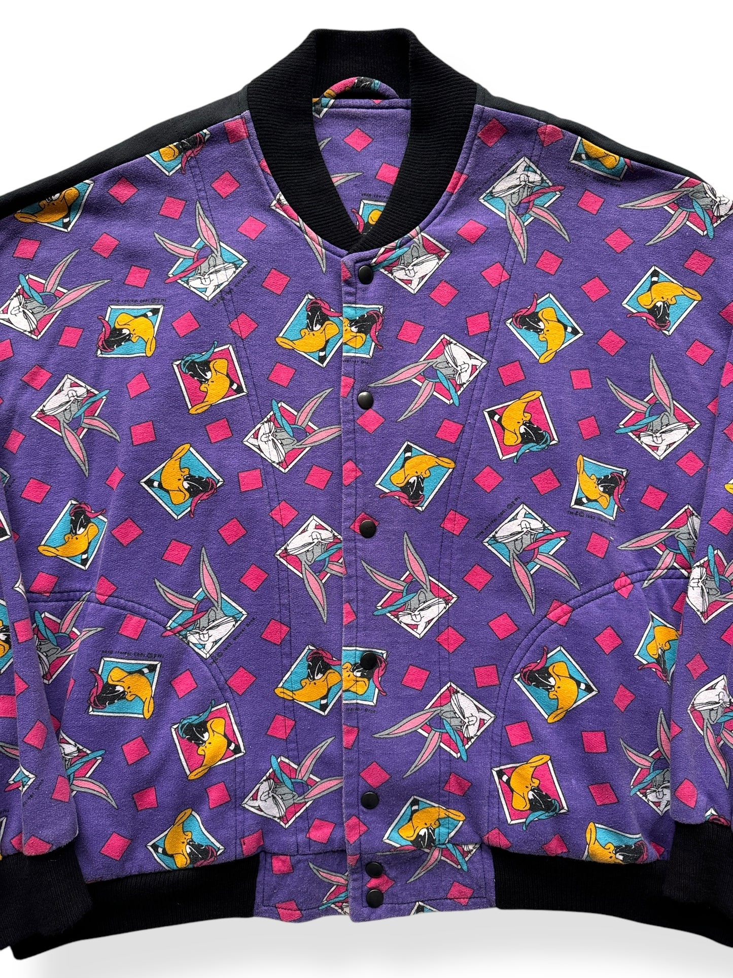Front Close Up of Vintage Looney Tunes Bomber SZ XXL