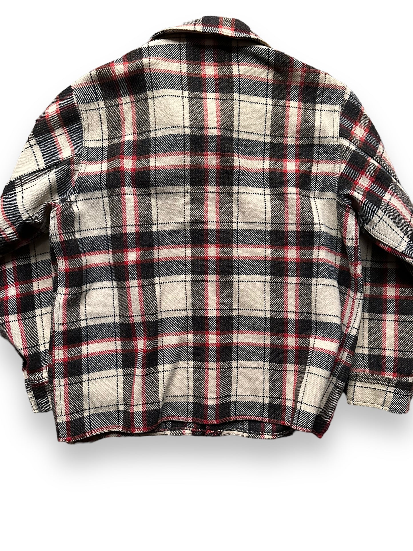 Rear Detail on Extremely Rare 1951 Filson Red-Black-White Single Back Mackinaw Coat SZ 46 | Vintage Filson Peppermint Patty Alternate | Vintage Workwear Seattle