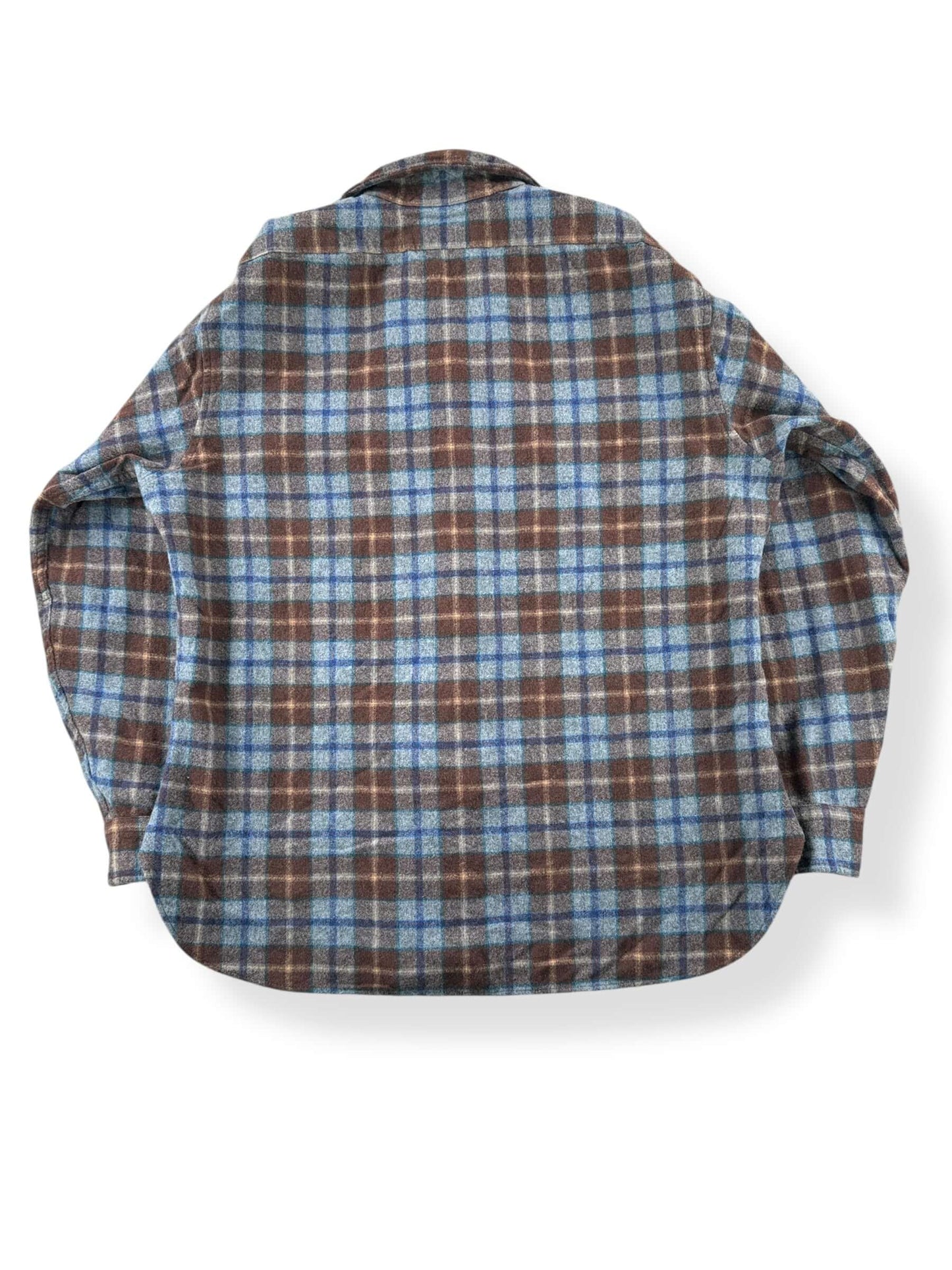 Back of Vintage Blue and Brown Pendleton Flannel SZ XL
