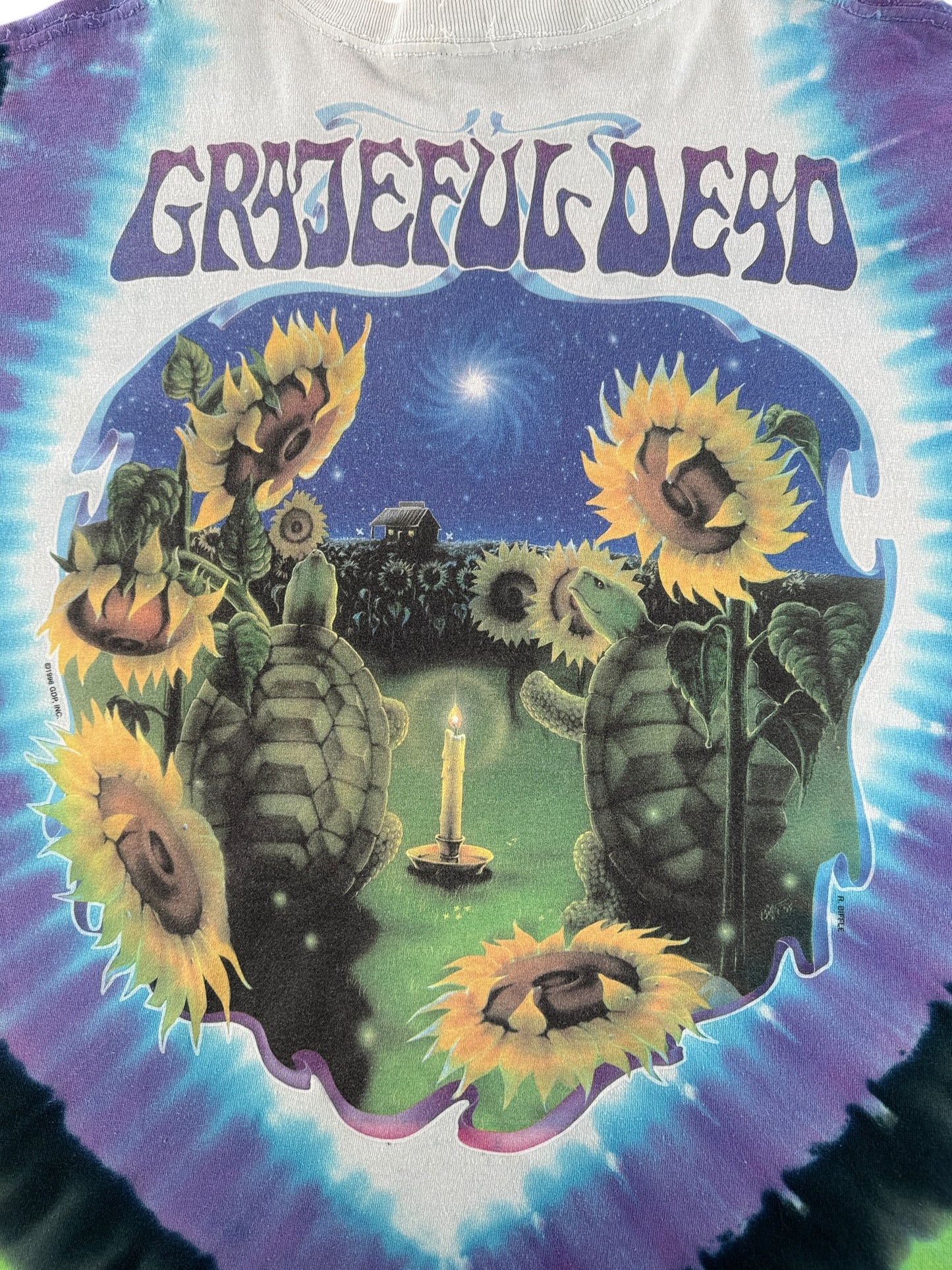 Back Graphic of Vintage Grateful Dead Sunflowers & Turtles Tee SZ XL