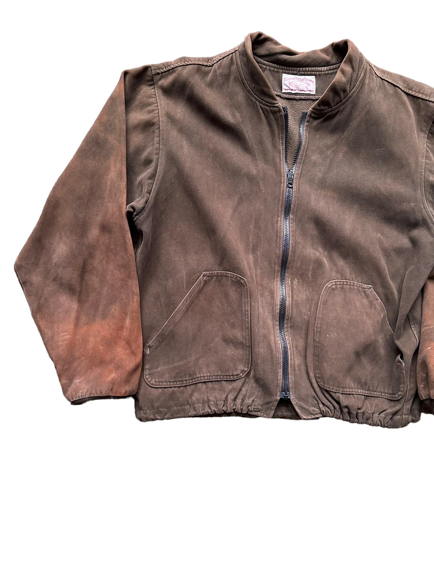 Front Right View of Filson Moleskin Brown Liner SZ XL |  Filson Bargain Outlet Seattle | Barn Owl Vintage