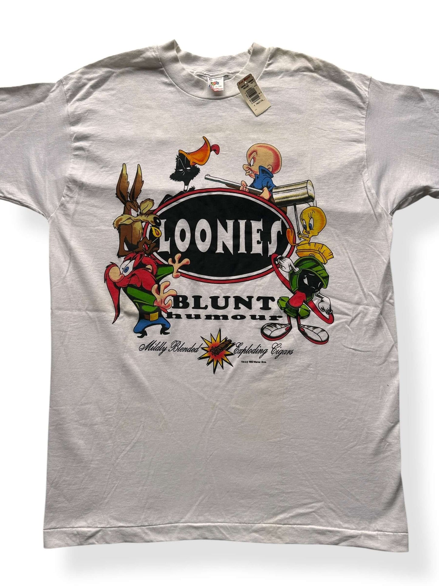 Front Close Up of Vintage NWT Loonies Blunts Tee SZ XL