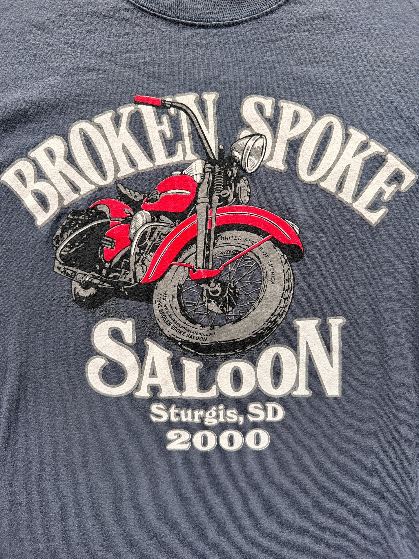 front graphic of Vintage Grey Broken Spoke Saloon Sturgis Long Sleeve Tee SZ M