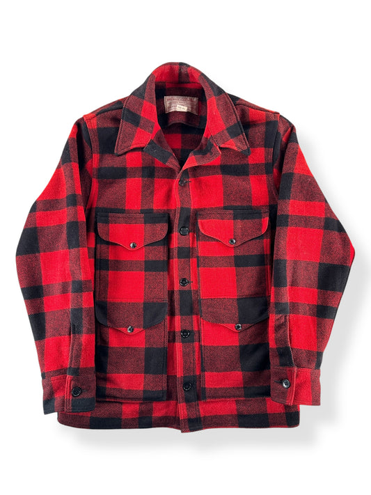 Front of Vintage Filson Red & Black Mackinaw SZ 44