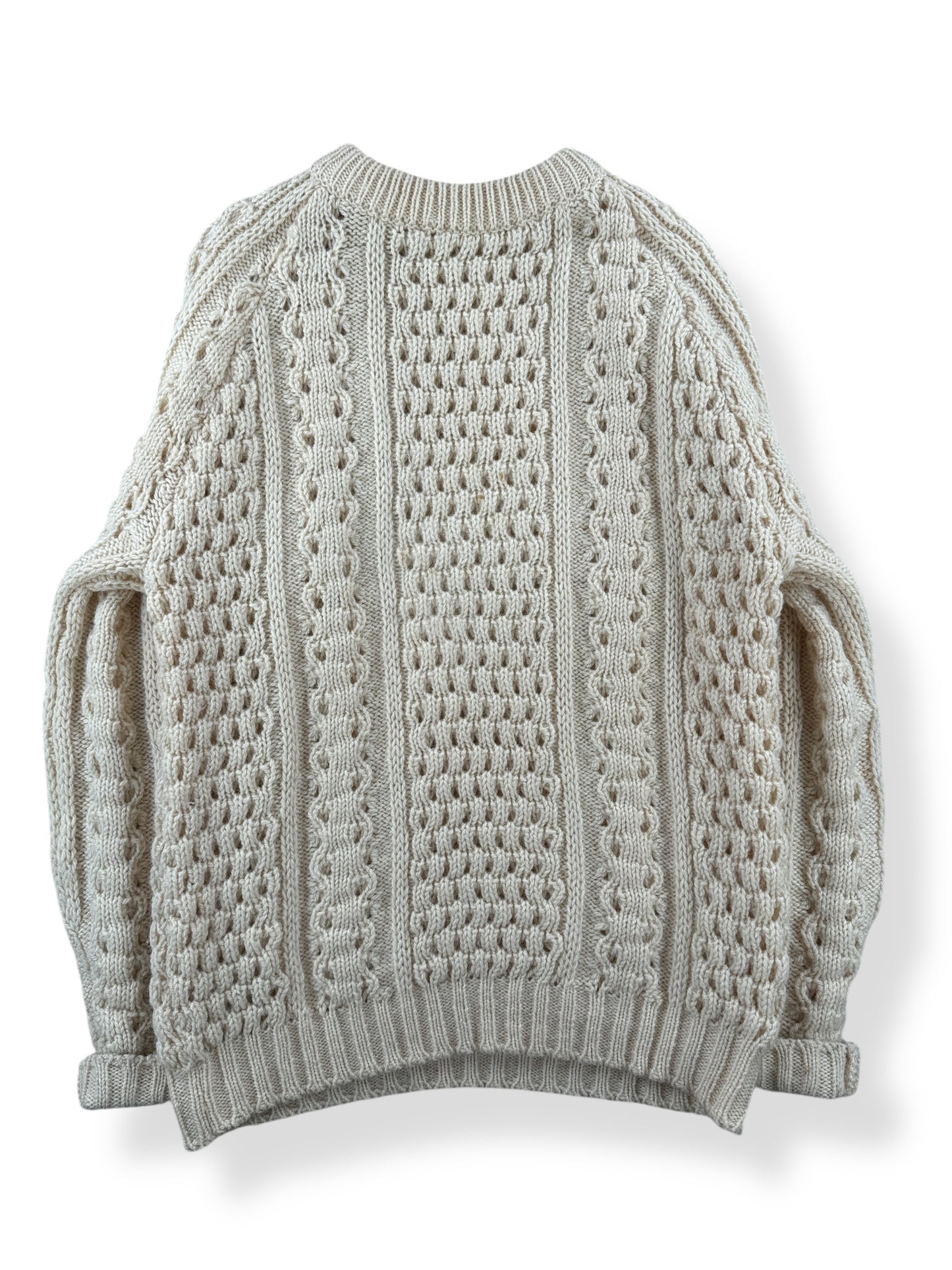 Back of Vintage Handknit Wool Cable Knit Sweater SZ L