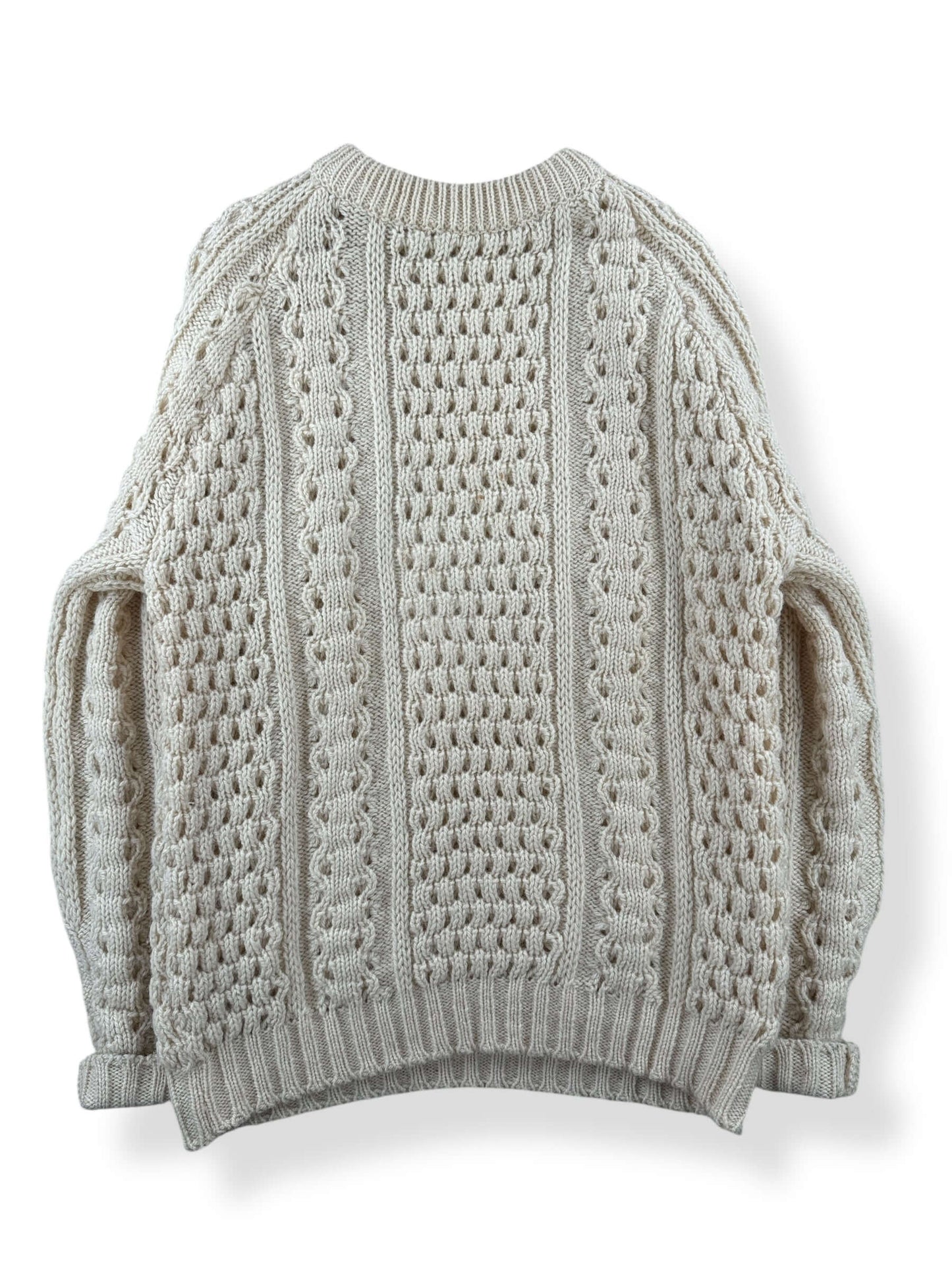 Back of Vintage Handknit Wool Cable Knit Sweater SZ L