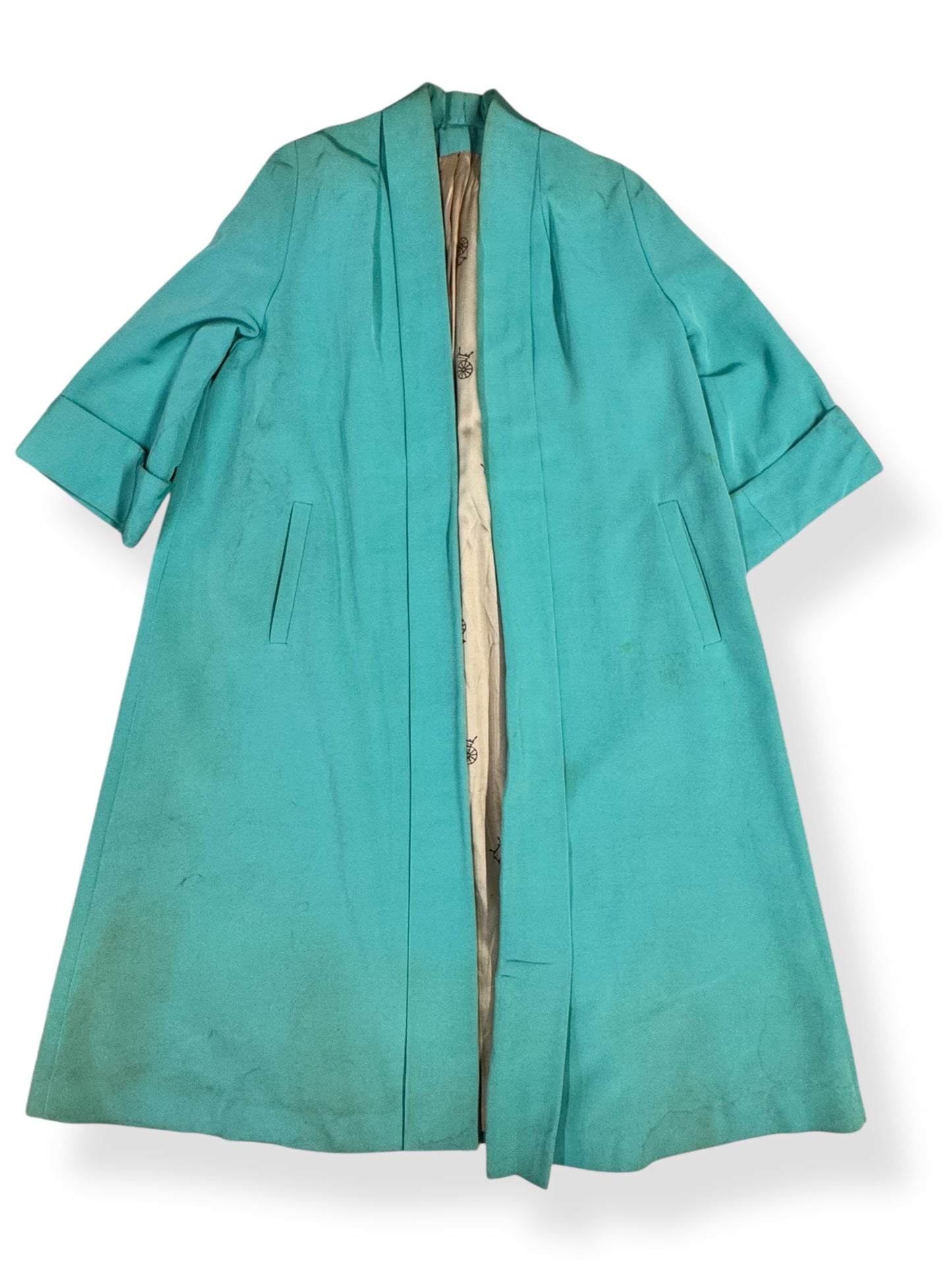 Front view of 1940s Mint Grosgrain Cocktail Coat L-XL